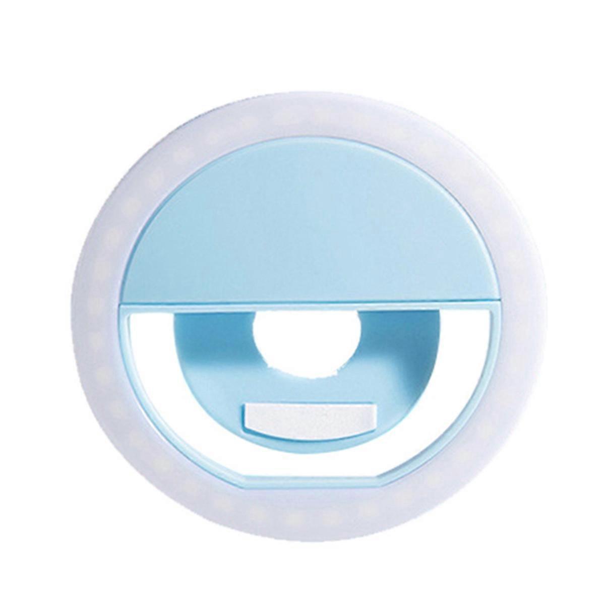 Rechargeable LED Selfie Ring Light with 3-Level Adjustable Brightness Portable Mobile Phone Lens Selfie Lamp Blue