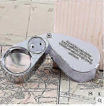 40X Jewelers Loupe Magnifier Magnifying Glasses, LED/UV Illuminated Jewelry Loop Pocket Folding Magnifying Glass with Metal Constructi