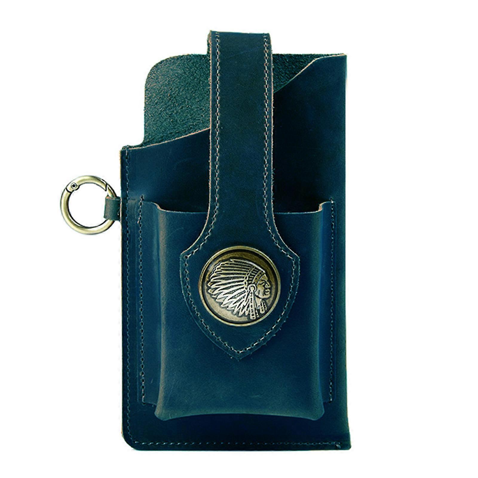 Leather Mobile Phone Bag with Belt Clip,Leather Cellphone Holsters with Belt Loop Belt Phone Pouch Holder for All Phone  Deep Blue