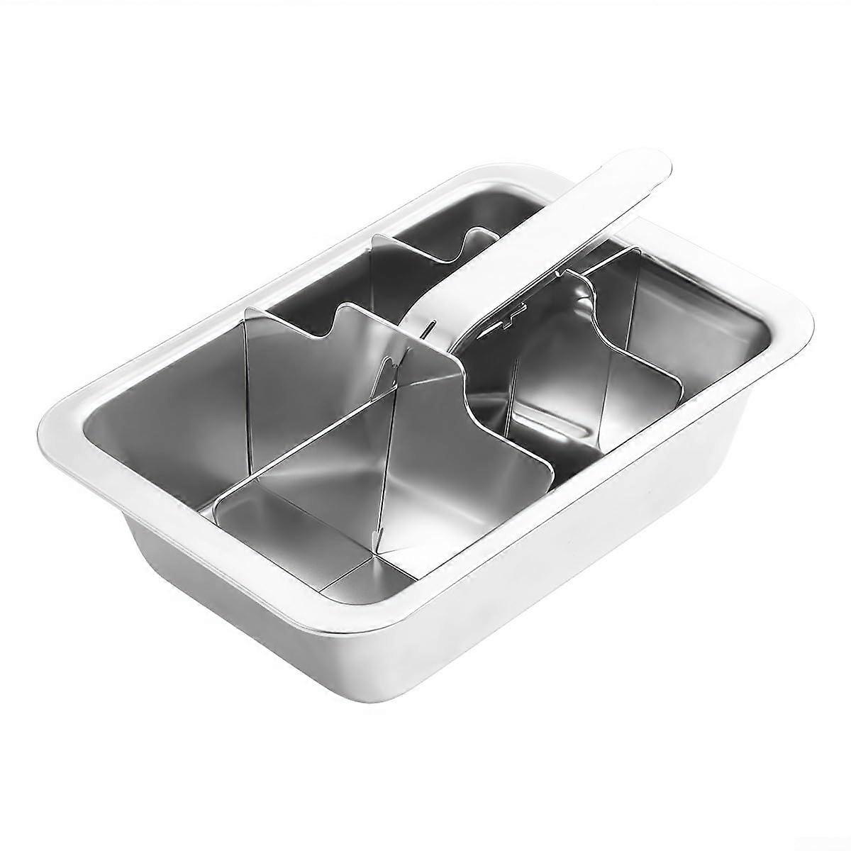 Stainless Steel Ice Cube Tray 6 Slot Large Ice Cube Maker Removable Lever Handle For Fast Freezing Home Bar Drinks