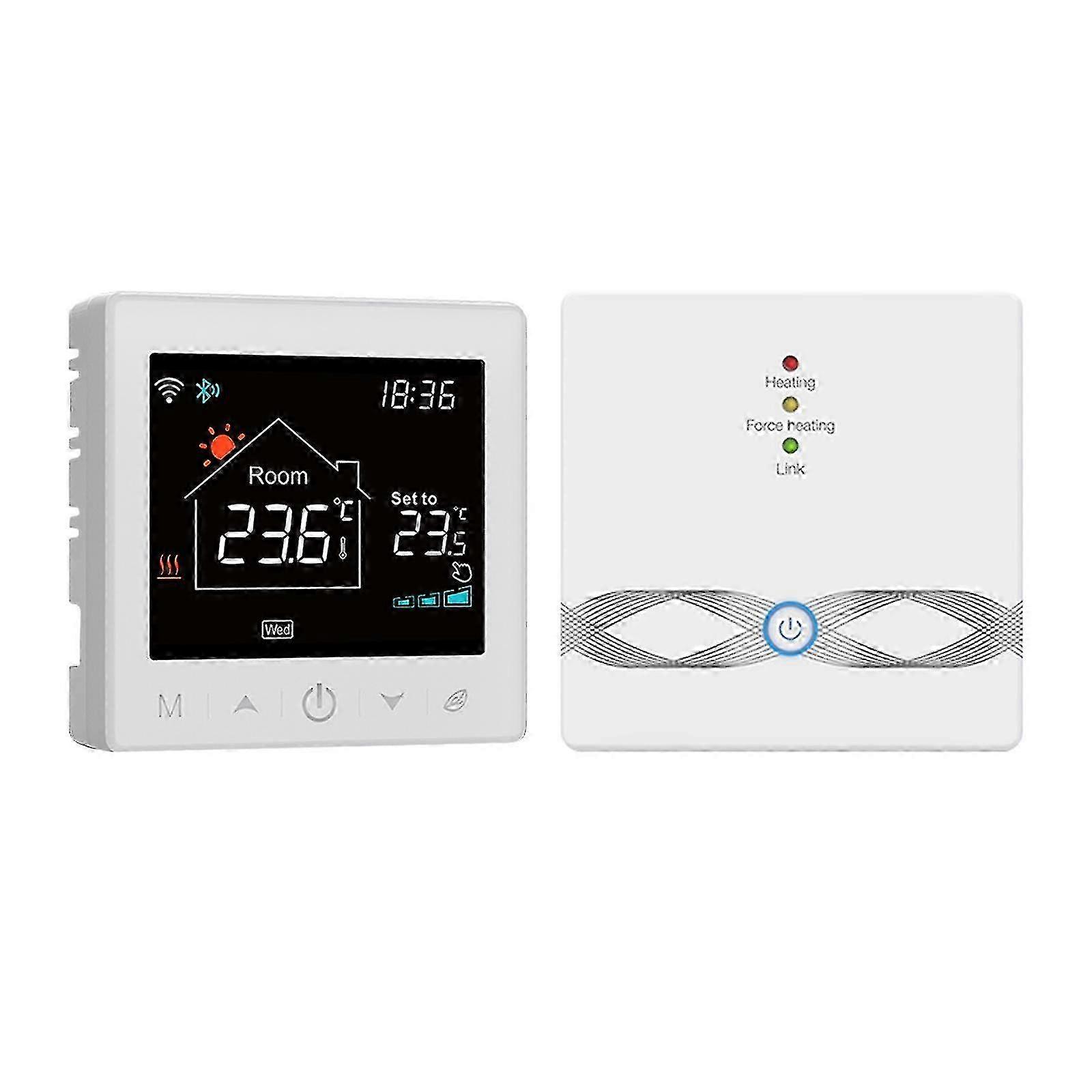 WIFI Smart Boiler Thermostat with Receiver 3.5Inch LCD Display Intelligent Thermostat with