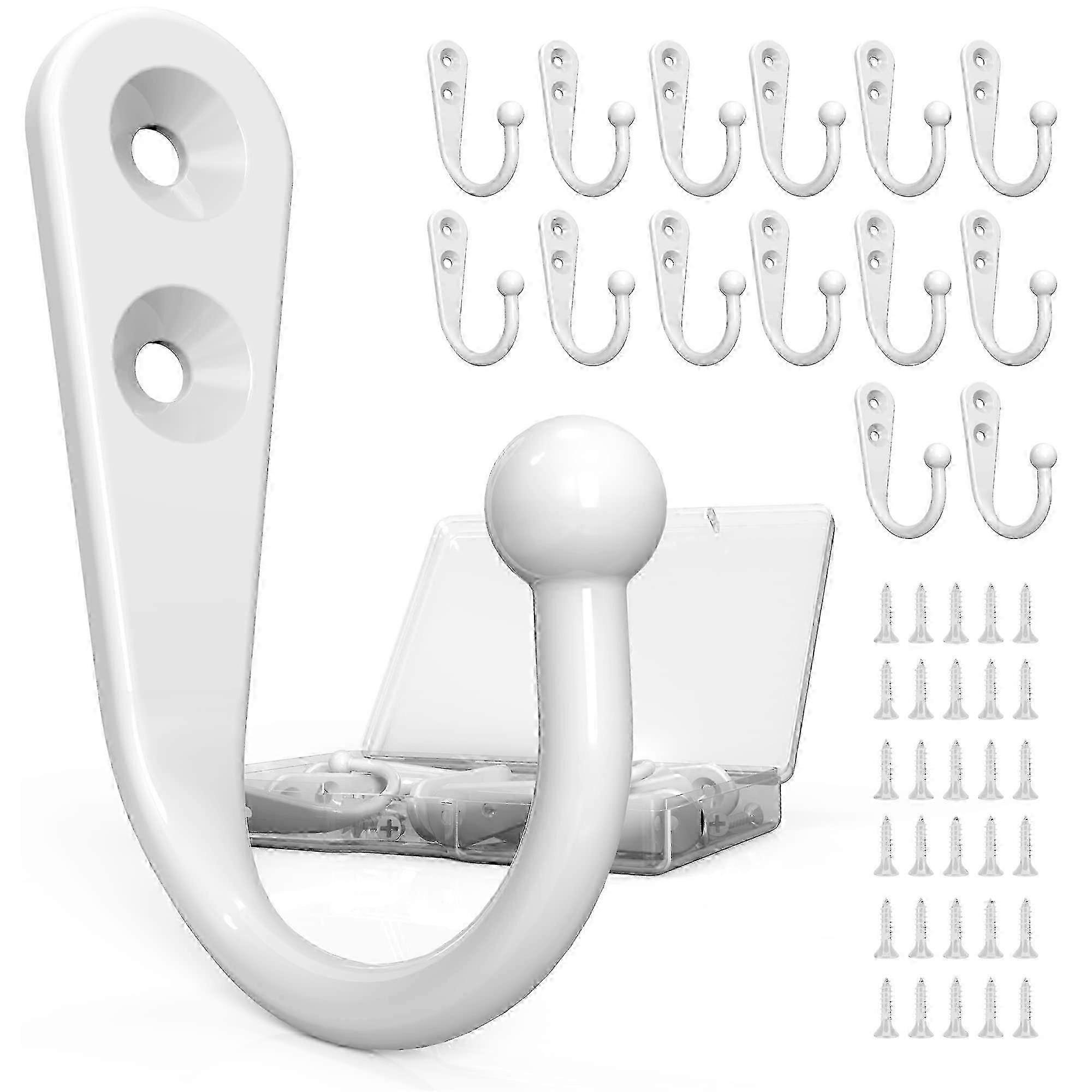 15 PCS White Coat Hooks for Towel and Key Storage