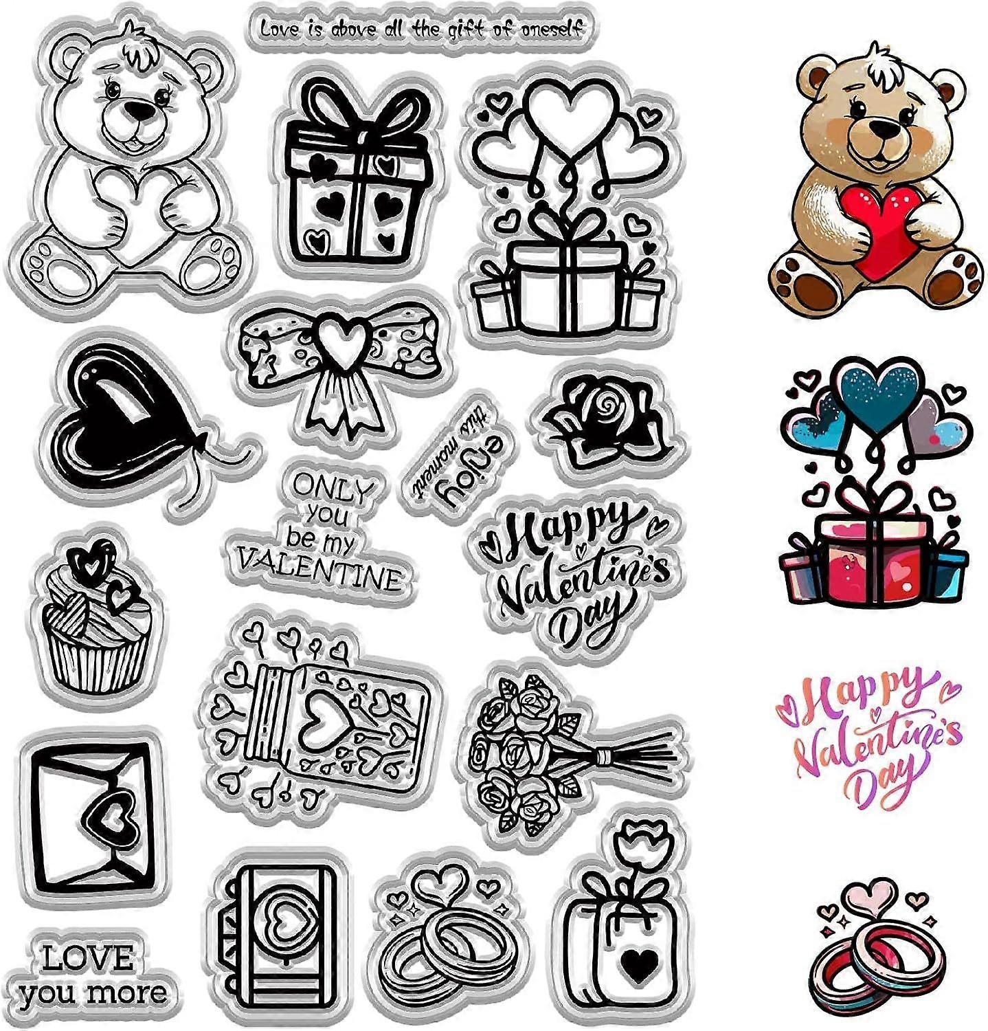 Valentine's Day Theme Clear Rubber Stamps for Card Making Initial Transparent Reusable Silicone Seals Stamp Journalism Card Making Friends DIY Scrapbo