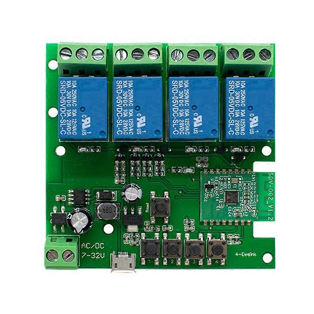 4CH Smart Switch Module 7-32V 10A Relays Wireless WIFI Remote Control Self-Locking and Timing Ewelink APP Controller