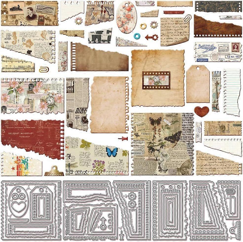 Torn Edge Sticky Note Cutting Dies Metal Paper Clip Label Die Cuts Frame Background Cutting Embossing Templates for Scrapbooking Crafts Paper Cards Ma