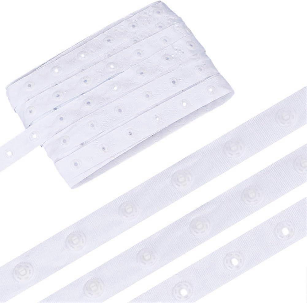 10 Yards Snaps Strips Fastener Tim White Snap Button Tape Sew on Fastener Buckles Tape Accessories Plastic Snap Button Trim for DIY Clothes Hats Dress
