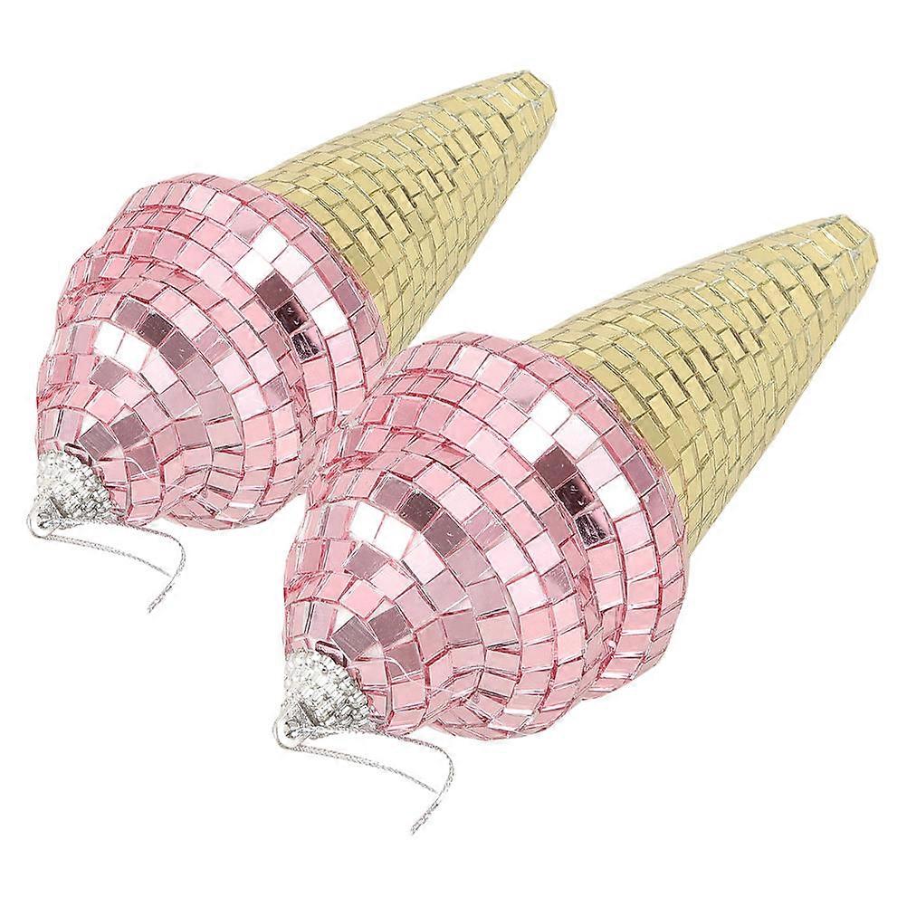 Ice Cream Shape Disco Ball Hanging Decorations for Summer Party 2Pcs