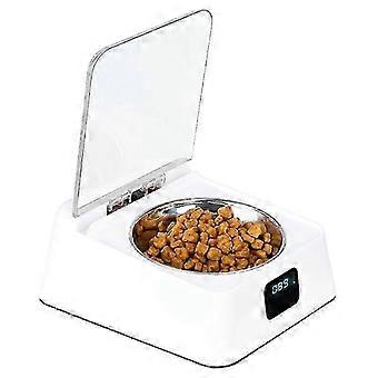 Smart hundskål med infraröd sensor, automatisk öppning, lock, fukttät, myggtät, luktfri, kattmat, husdjursmatare, vit AF- Edition 1128
