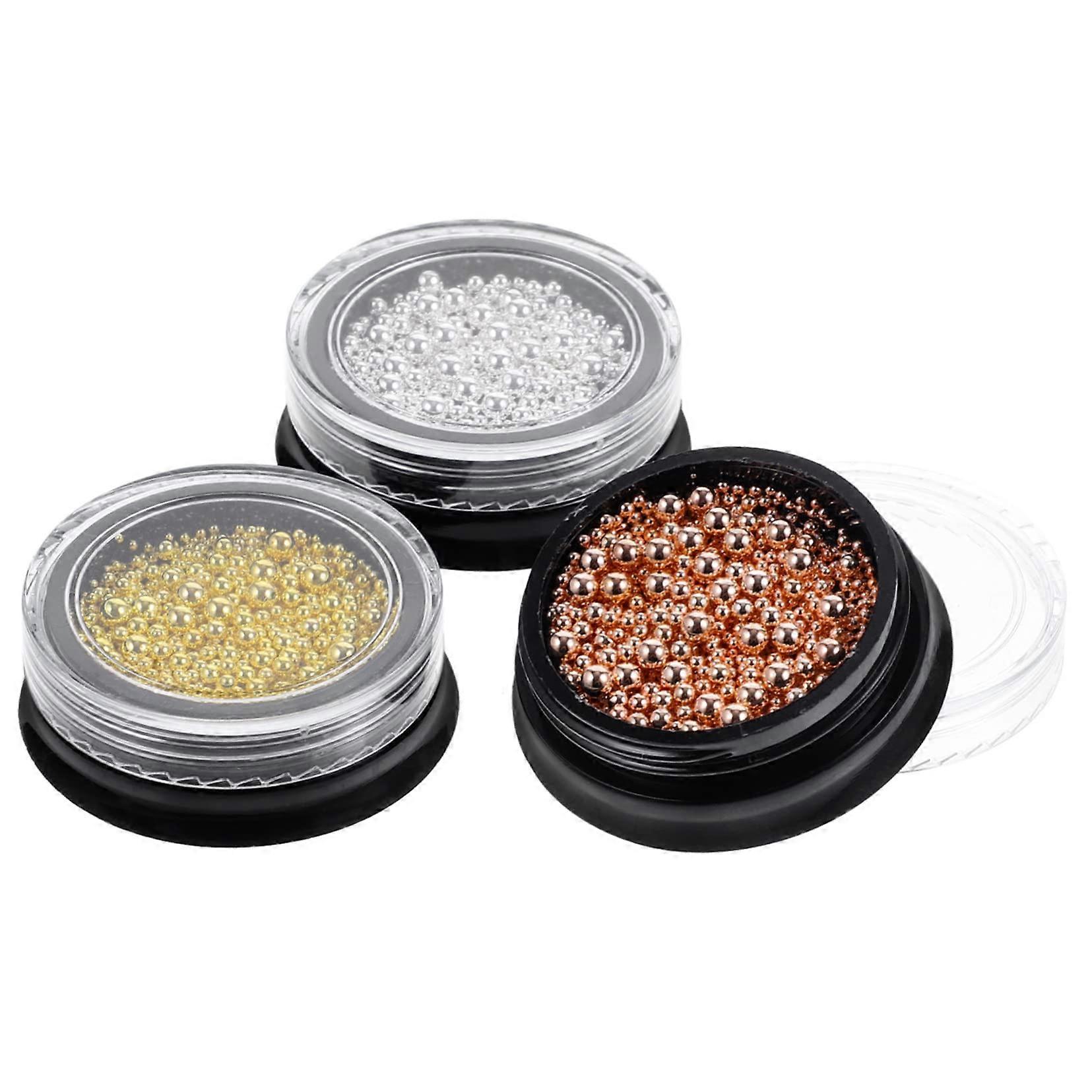 Nail Art Decorations with 3D Texture Effect and Gold Rose Gold Edible Sprinkles 3 Boxes Set