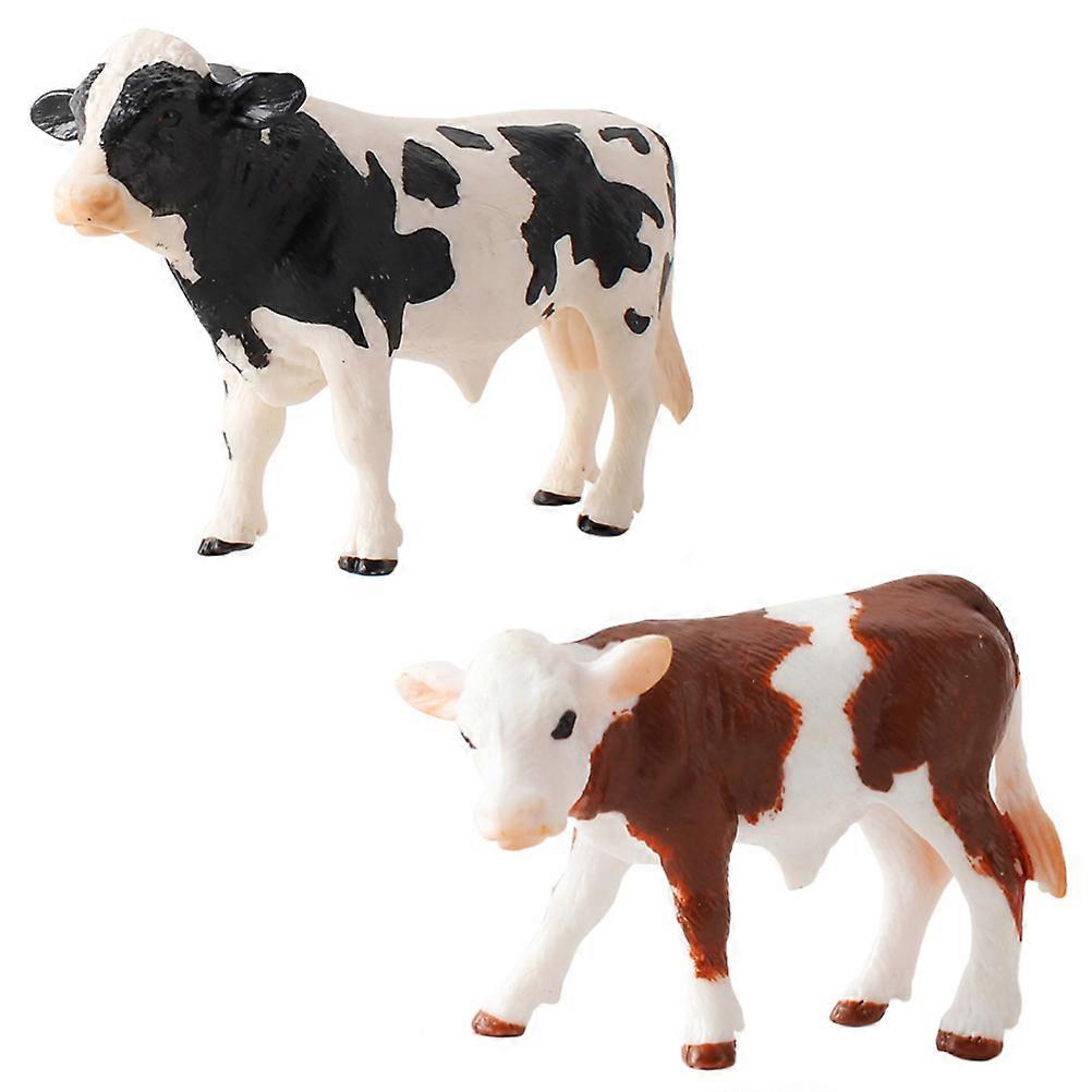 Children Toys Cow Adornments for Playing Use 2Sets Solid Simulated Cows