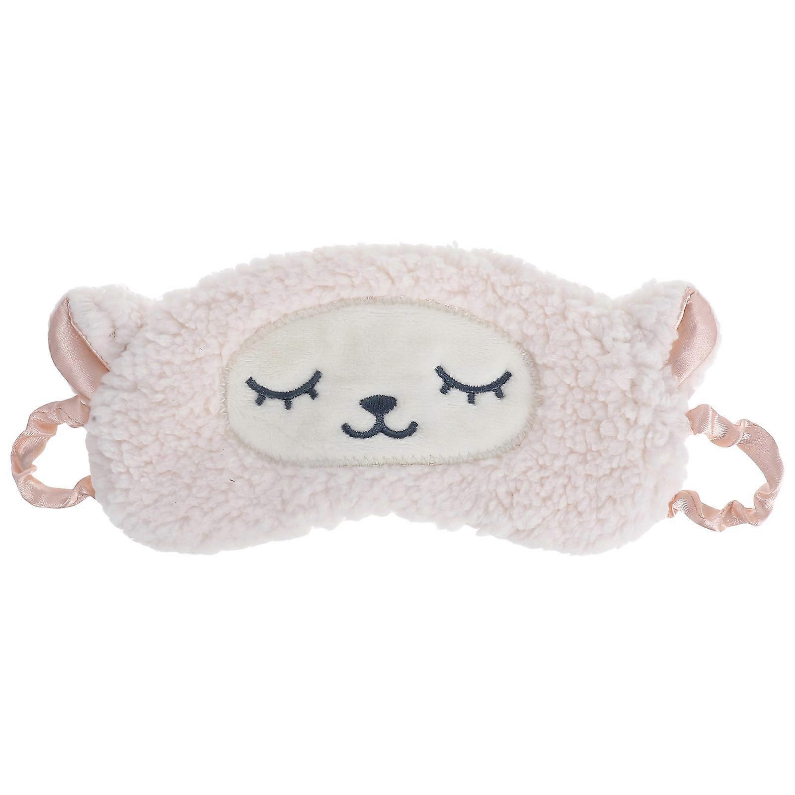 Sleeping Use Light Blocking Eye Mask Ivory Plush Sheep Shaped