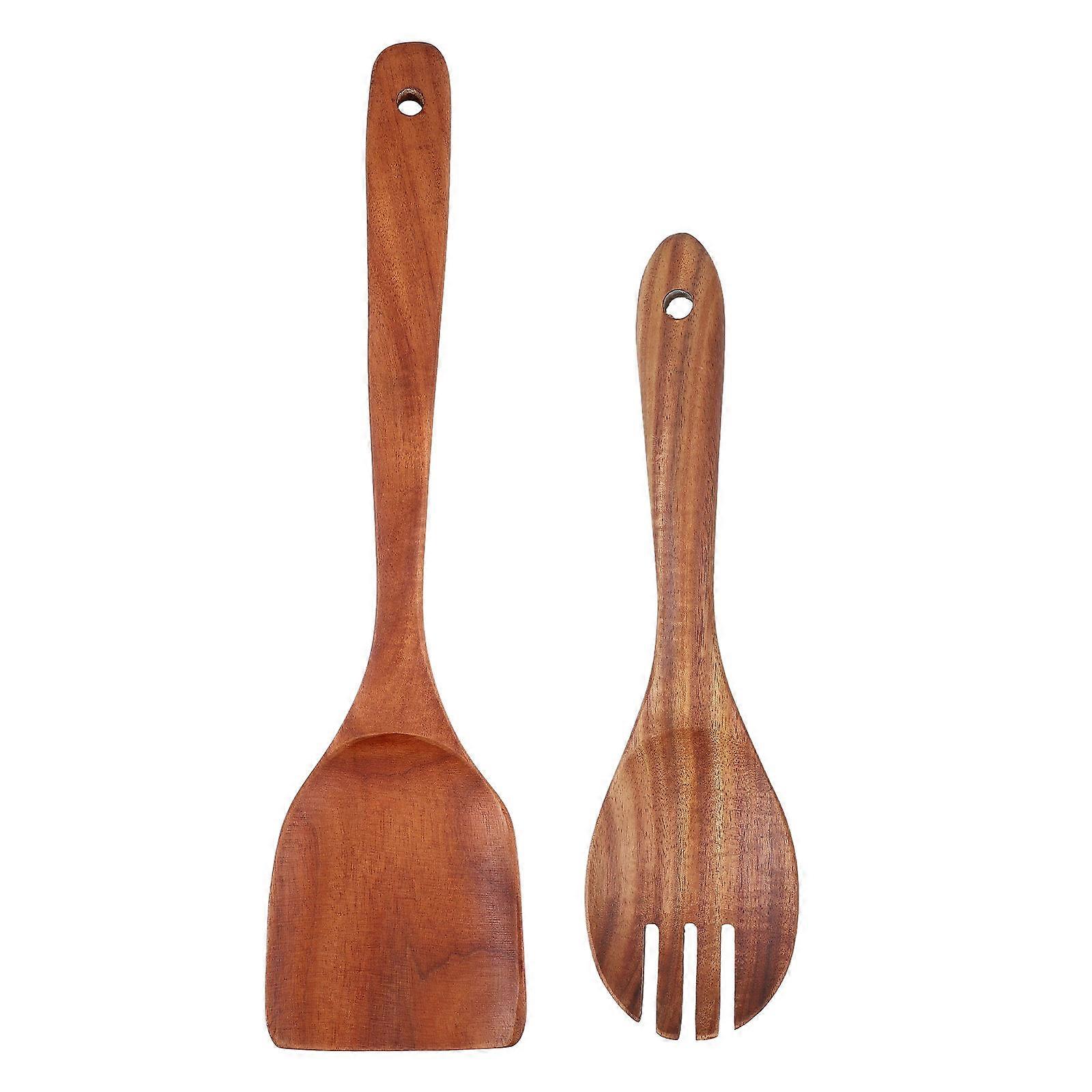 Wooden Salad Servers Long Handle Fork for Kitchen Use 1Set