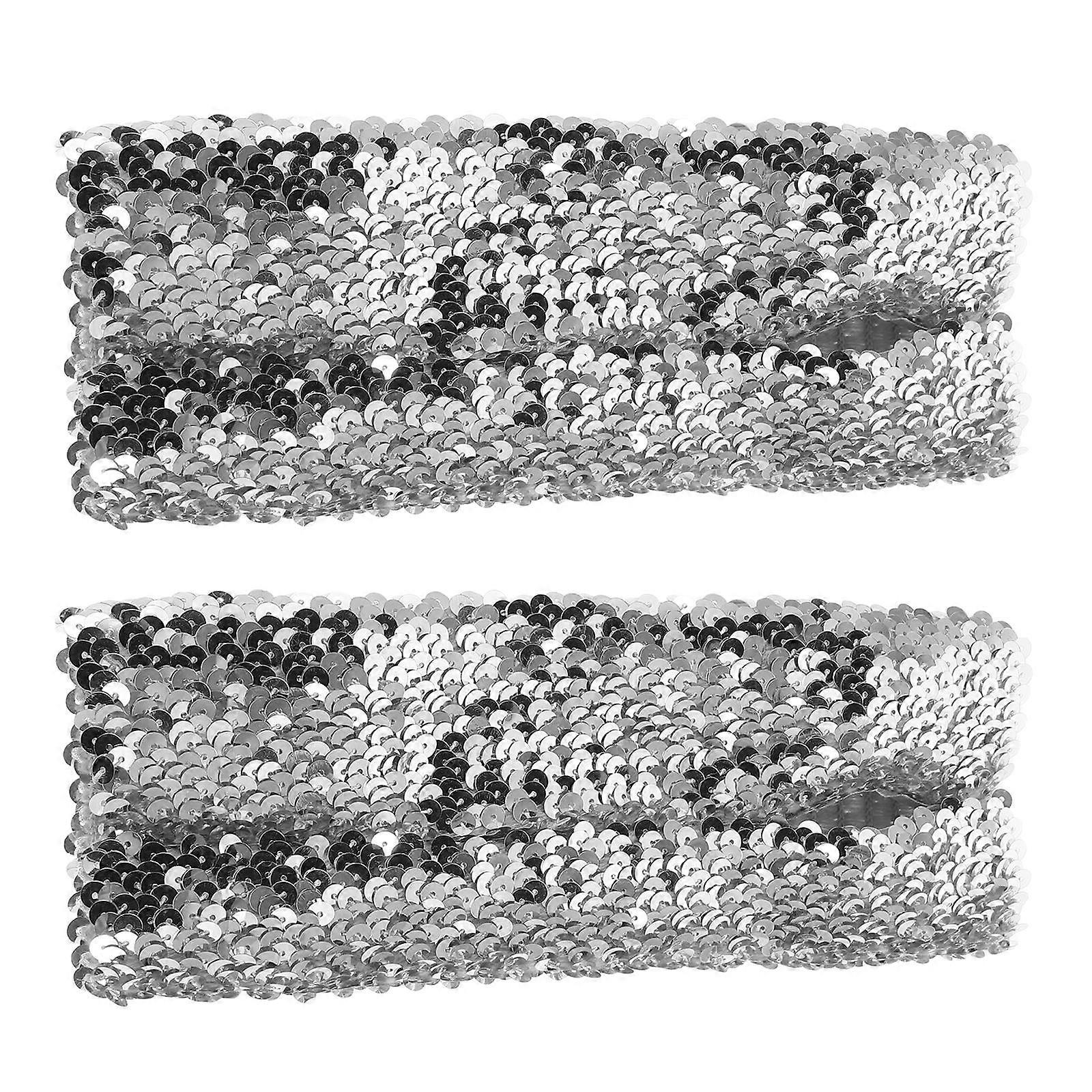 Silver Disco Sequin Cuff Sleeves for Performance with 1Pair Stretchy Arm Warmers