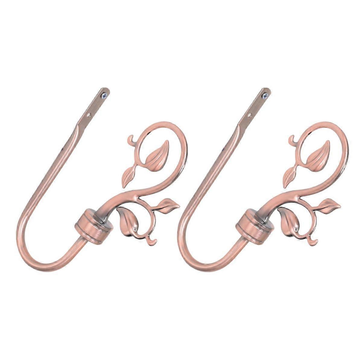 Elegant Leaf Design Curtain Holdbacks RustResistant Decorative Tieback Hooks for Drapes