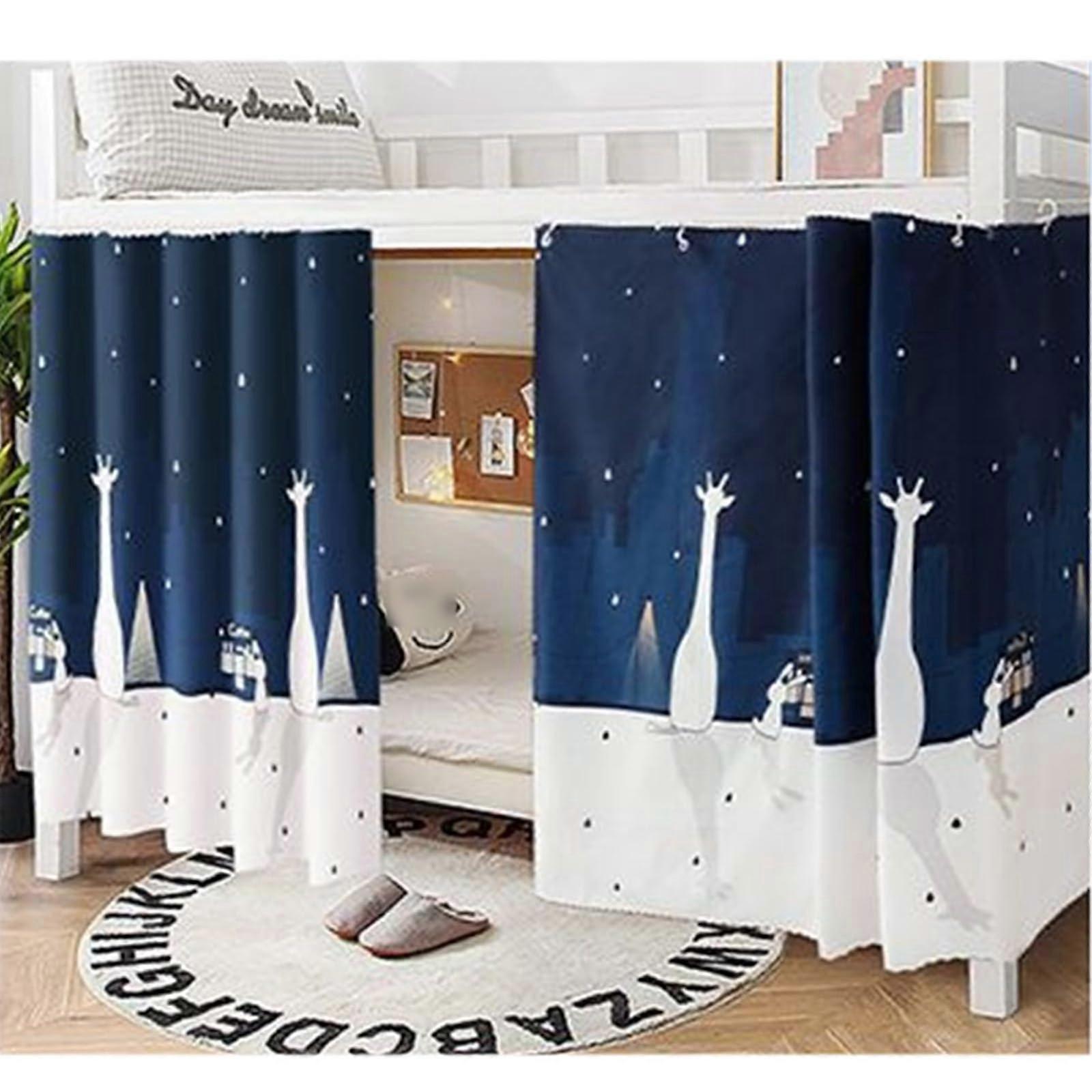 Bunk Bed Curtains Blackout Privacy for Bottom Sleeper Dorm Use, 1.35M Giraffe Pattern Set
