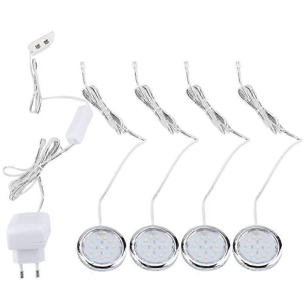 4 LED Under Cabinet Lights, 220V, EU Plug, Warm White