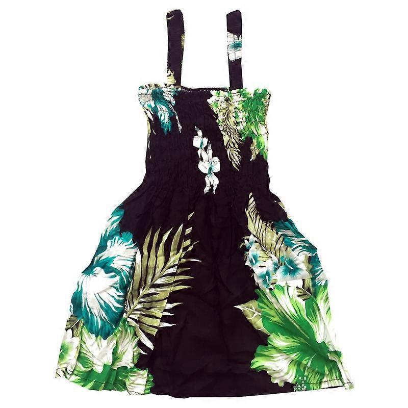 Šaty černé se zelenými květy