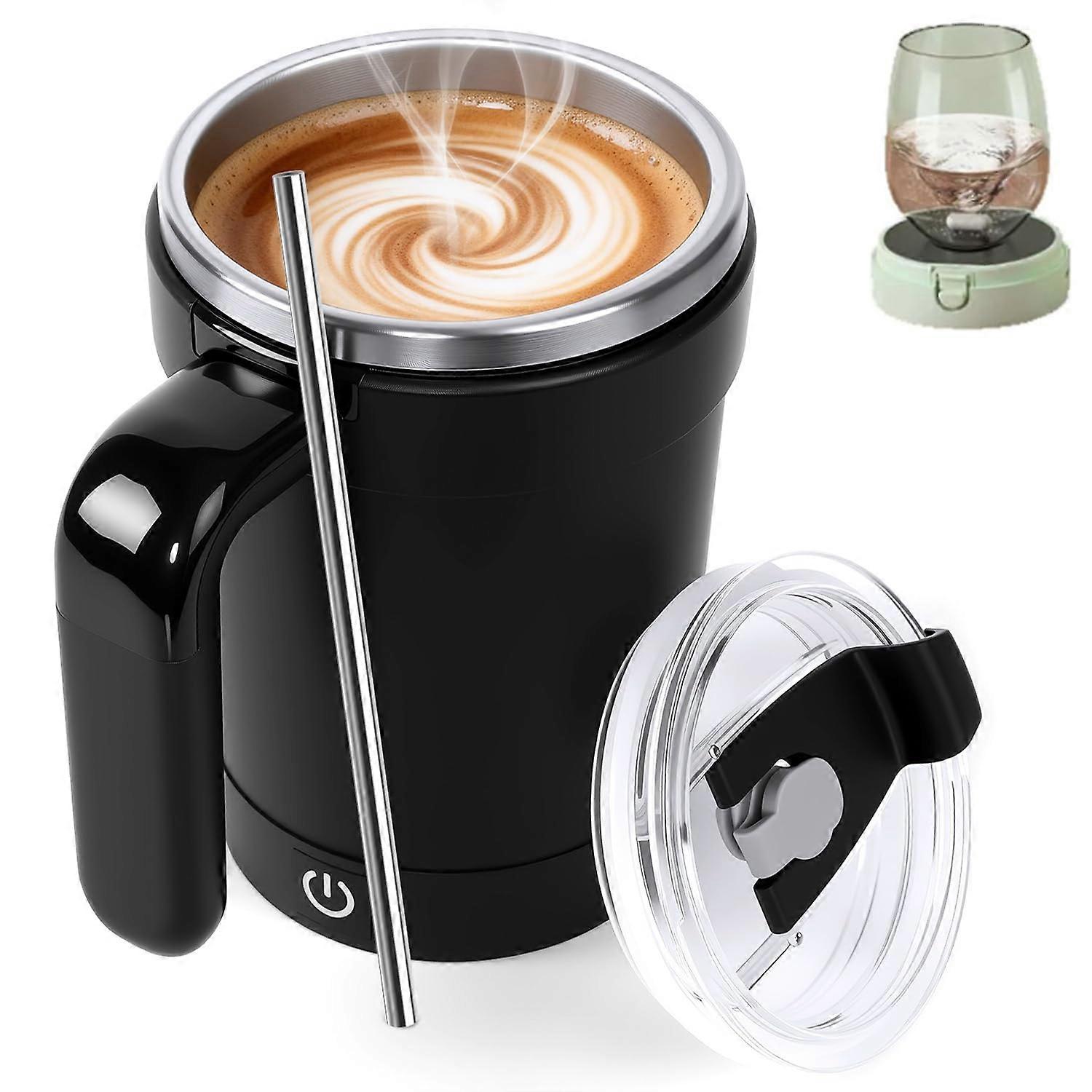 Upgraded Self Stirring Magnetic Coffee Mug with Temperature Display and Leak Proof Lid for Office Home