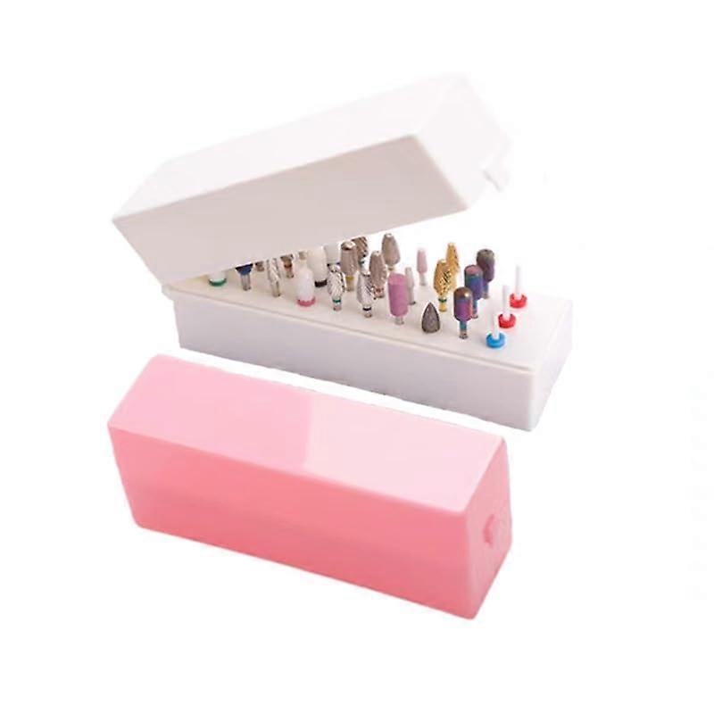 Nail Drill Bit Holder Organizer with Dustproof Cover, 30Hole Storage Box, 2 Pack