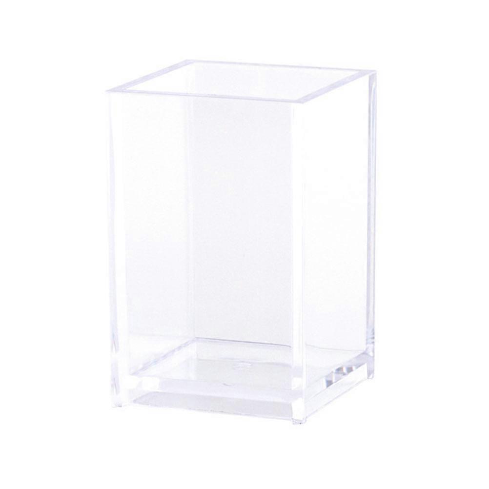 Transparent Pen Holder Square Storage Box for Desktop Use 1Pcs