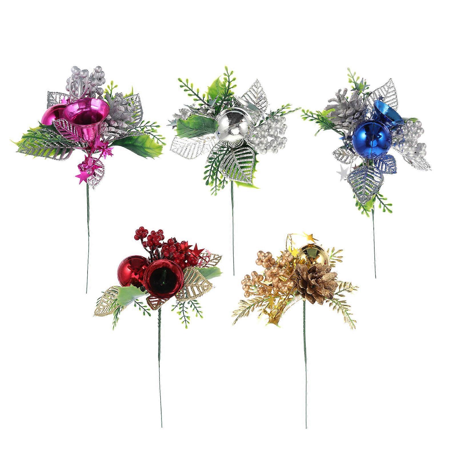 Christmas Berry Branch Artificial for Decor 5Pcs Plastic Simulation Stems