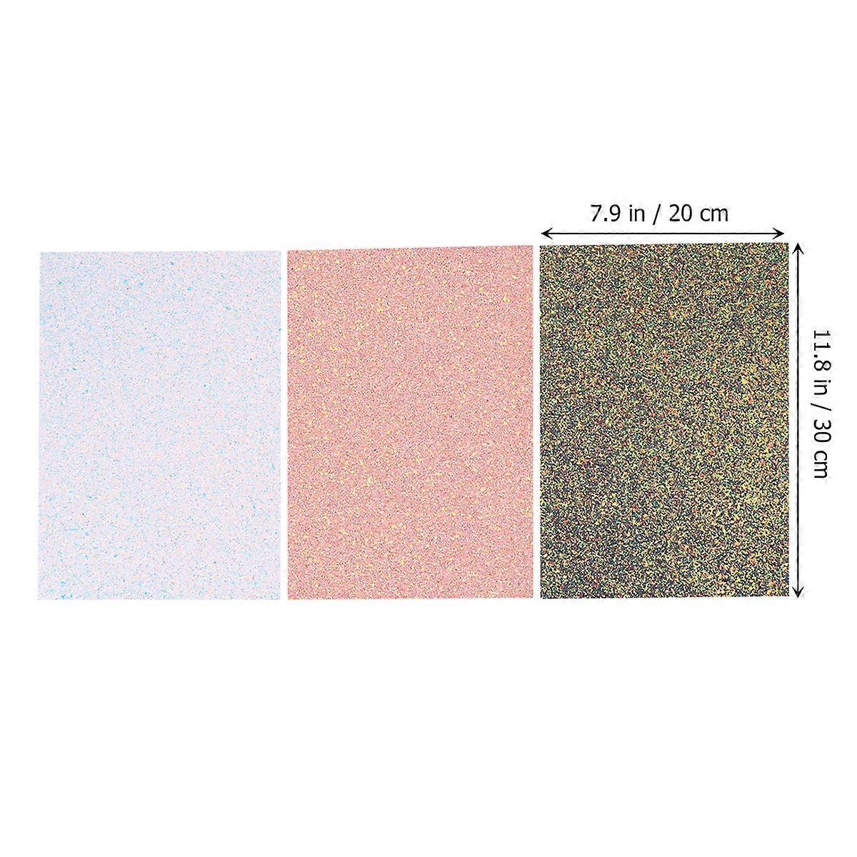 DIY Glitter Fabric Sheet PU for Decoration 3Pcs Assorted Color