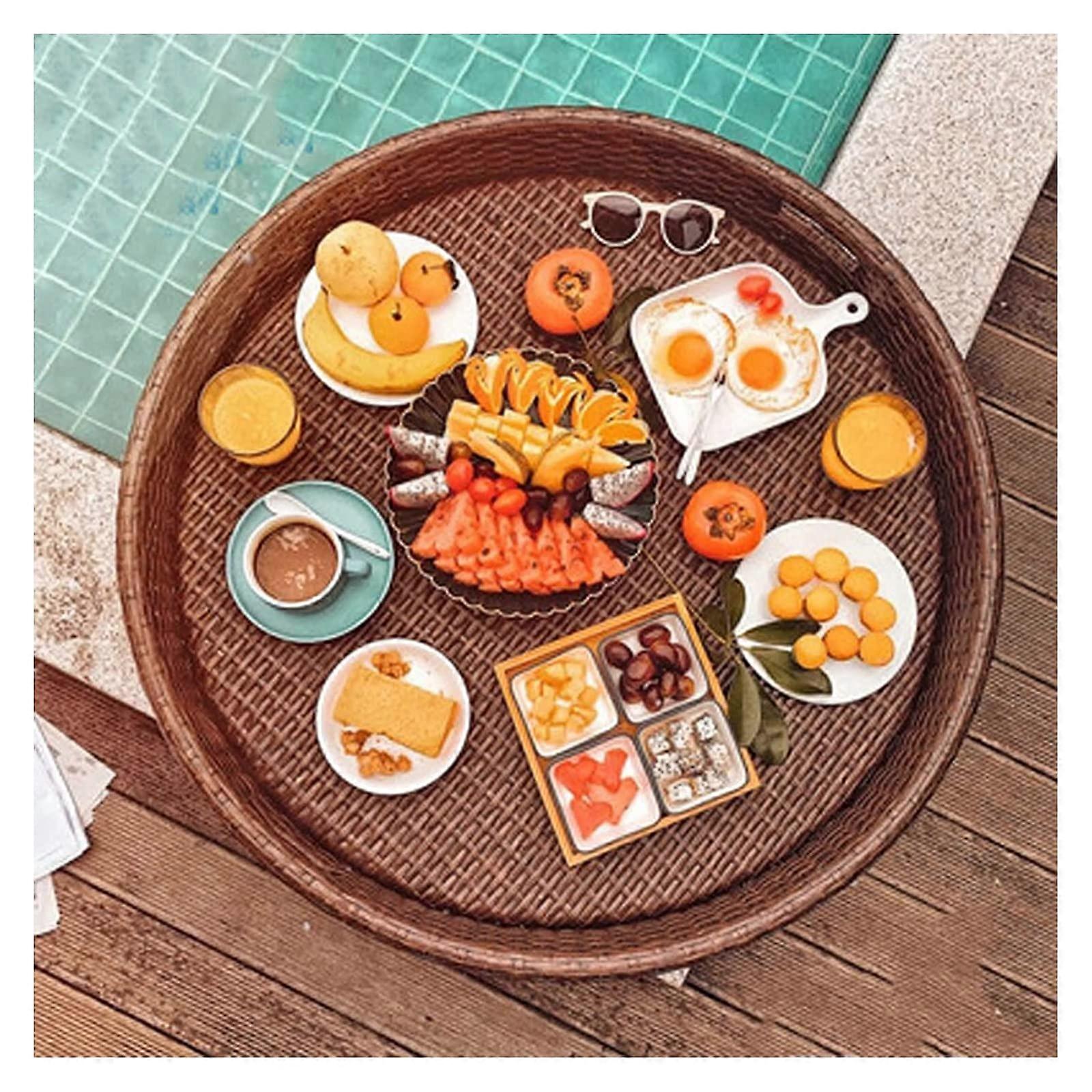 Luxury Floating Pool Tray HeartShaped Rattan Waterproof Serving Table for Pool Parties