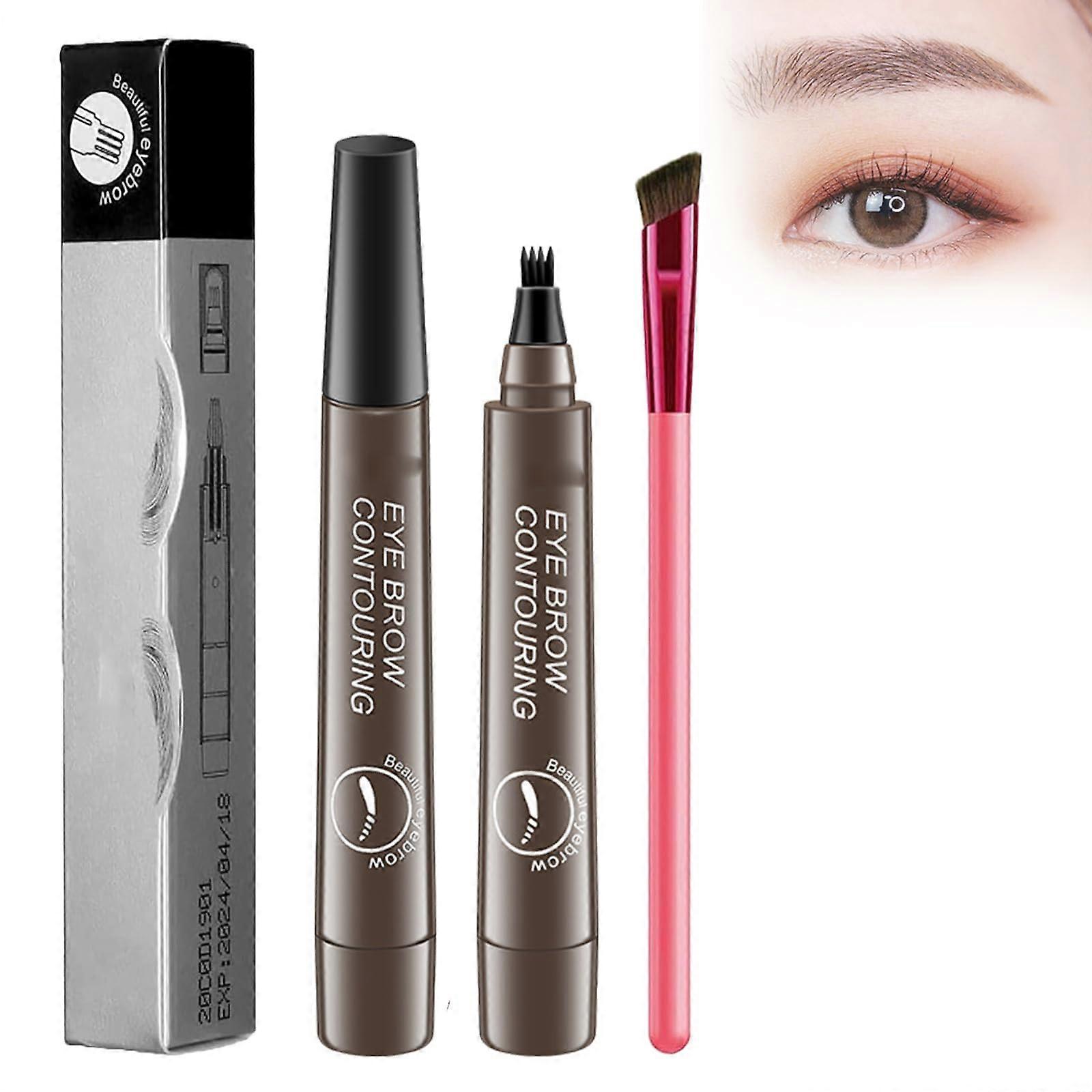 Waterproof Eyebrow Pen with Precision 4Tip Applicator, LongLasting SmudgeProof Brow Pencil #04
