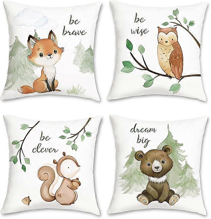 Forest animal pillowcase set, fox and bear pattern, soft velvet material