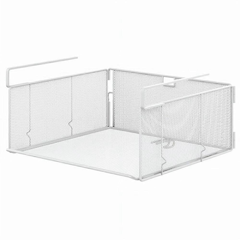 1Pc Under Cabinet Basket Organizer Foldable No Drill Storage Rack Stackable for Kitchen Closet