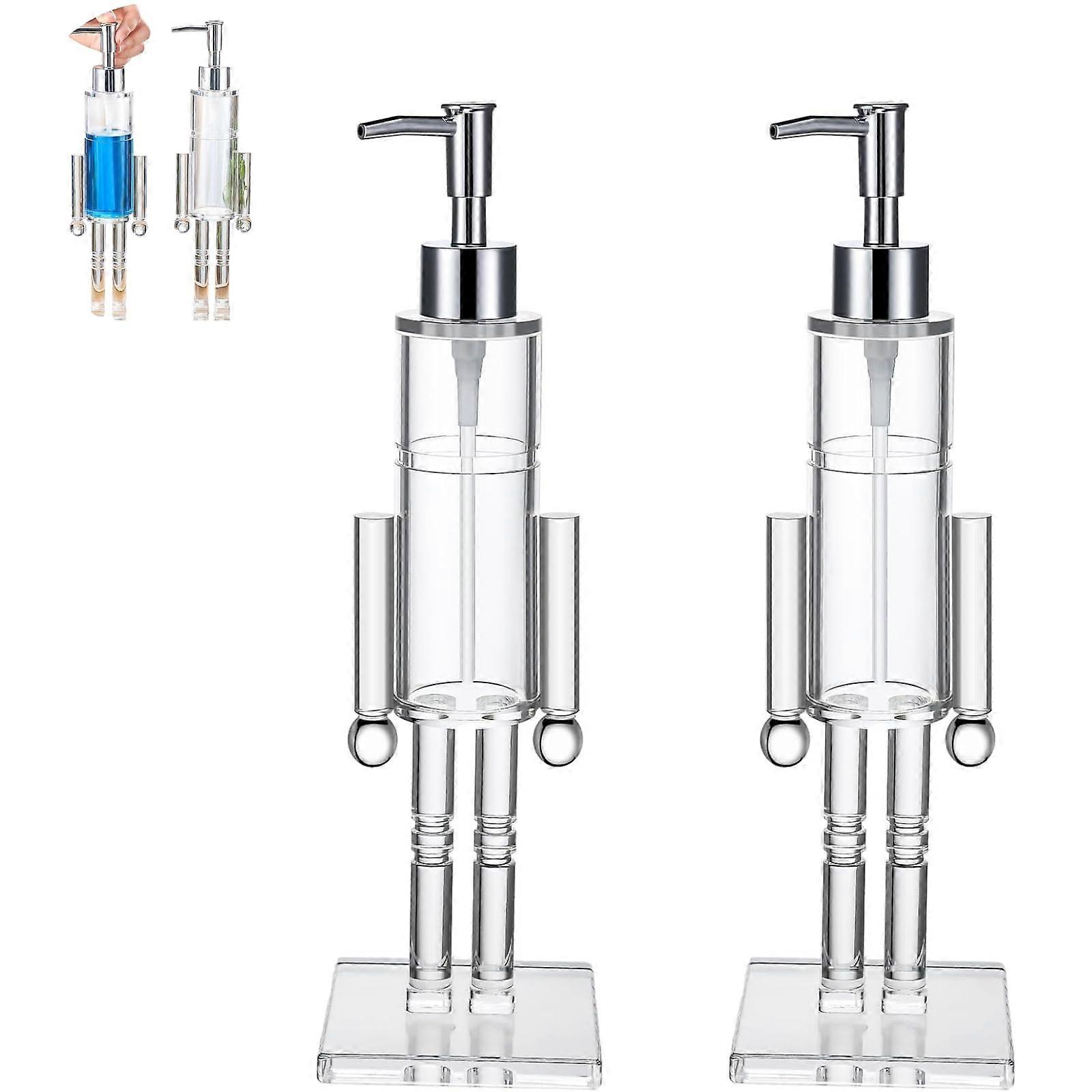 2PC Clear Acrylic Nutcracker Soap Dispenser Christmas Hand Pump for Kitchen and Bathroom Decor