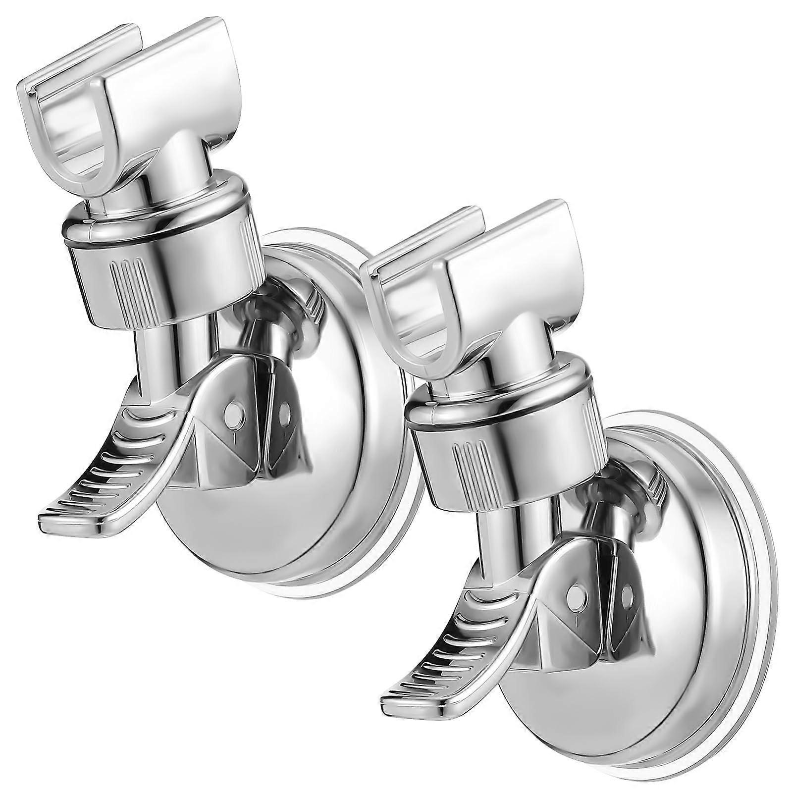 2pcs Adjustable Suction Shower Head Holder No Drill Wall Mount Removable Handheld Bracket for Bathroom