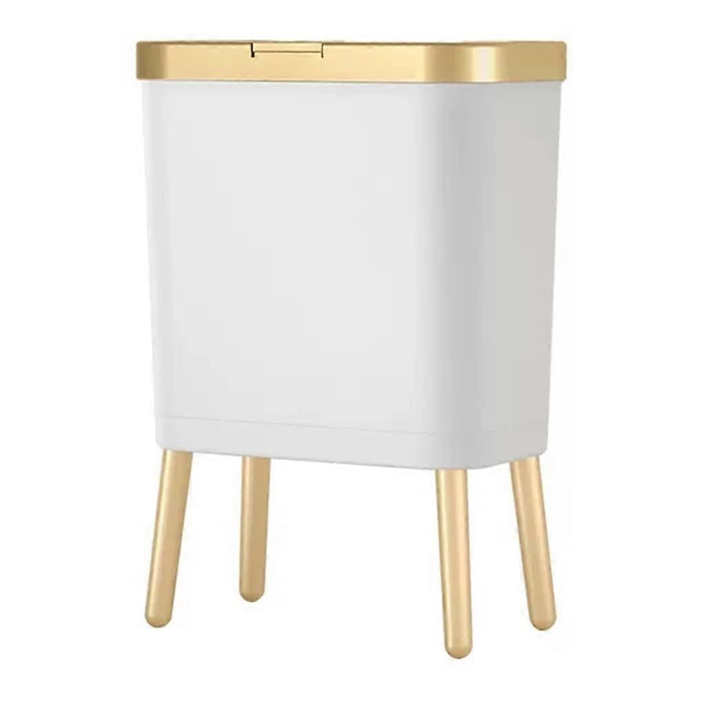 Slim Trash Can with Lid 15L, OdorBlocking Press Garbage Bin for Bathroom, Kitchen, Small Spaces