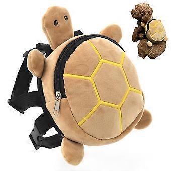 Dog Backpack Harness Adjustable Breathable Fit Cute Turtle Pet Hiking Backpack with Zipper Closure Light Yellow 8x7in