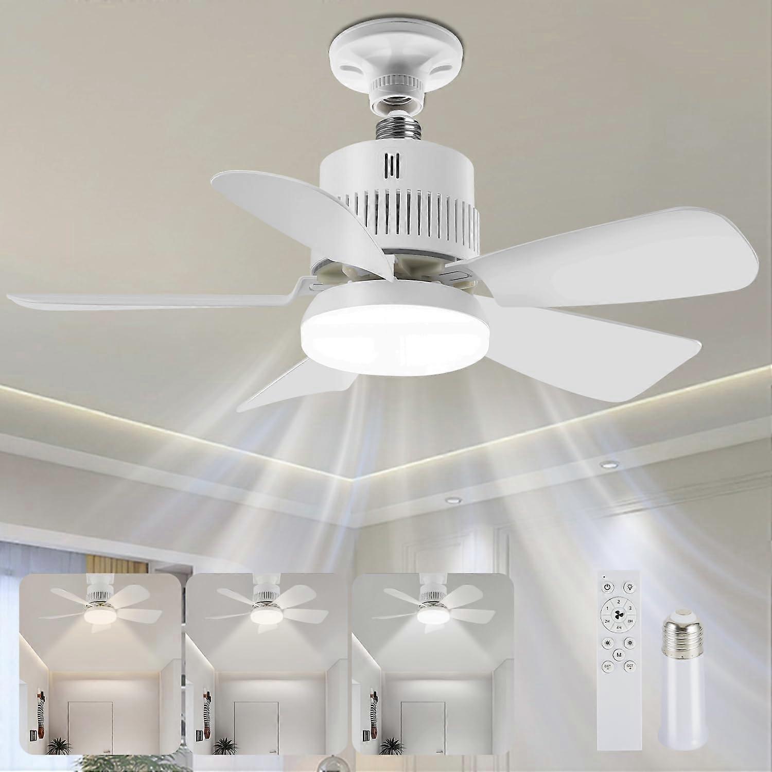 Light Socket Fan with Remote, Quiet Cooling LED Ceiling Fan Light for Bedroom and Garage
