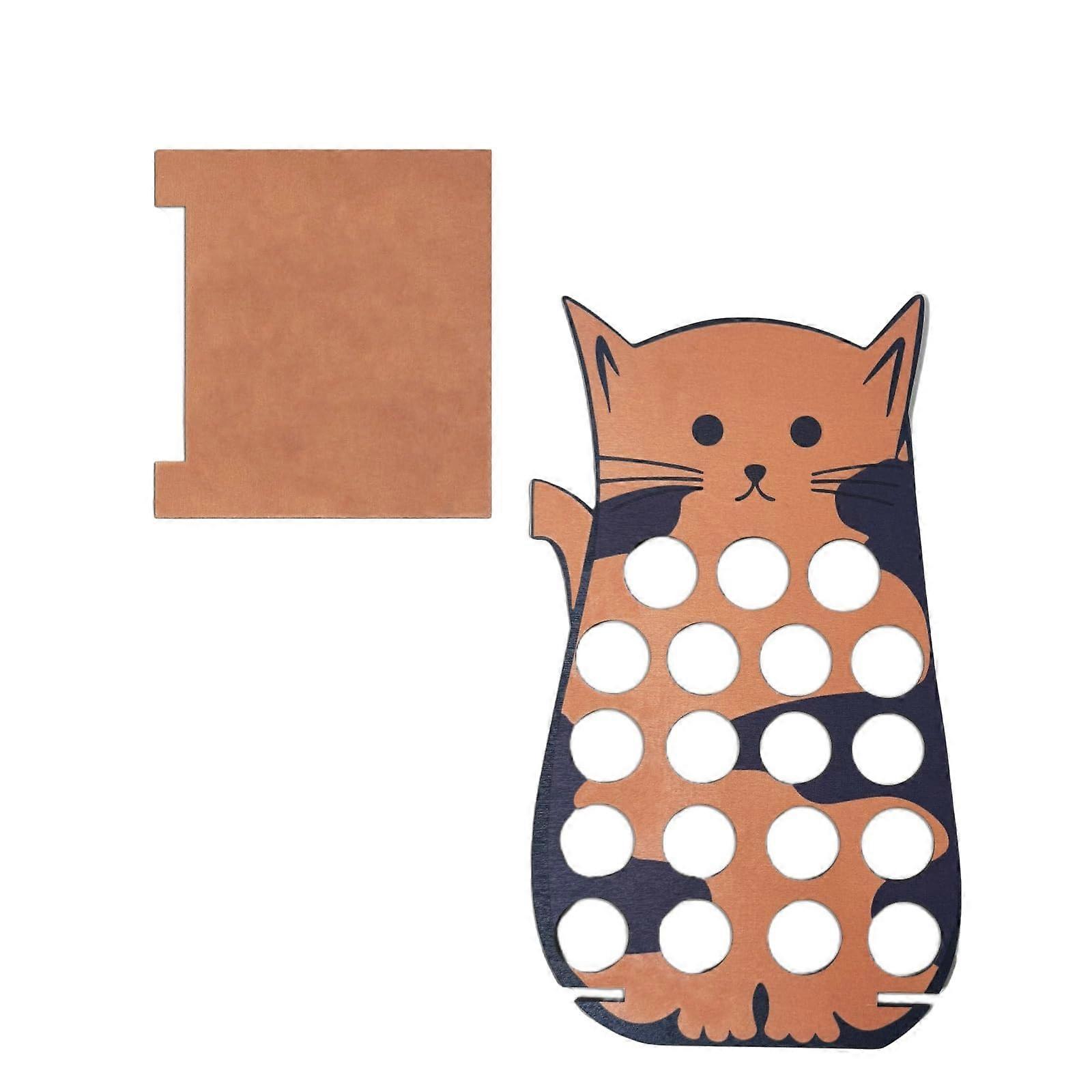 Wooden Cat Design Coffee Pod Holder with Compact SpaceSaving Organizer for Kitchen or Office