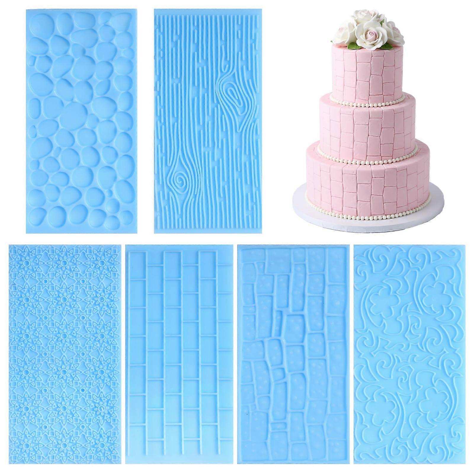6 Pack Fondant Texture Mats Set with Six Unique Patterns for Cake Decorating and Crisp Impressions