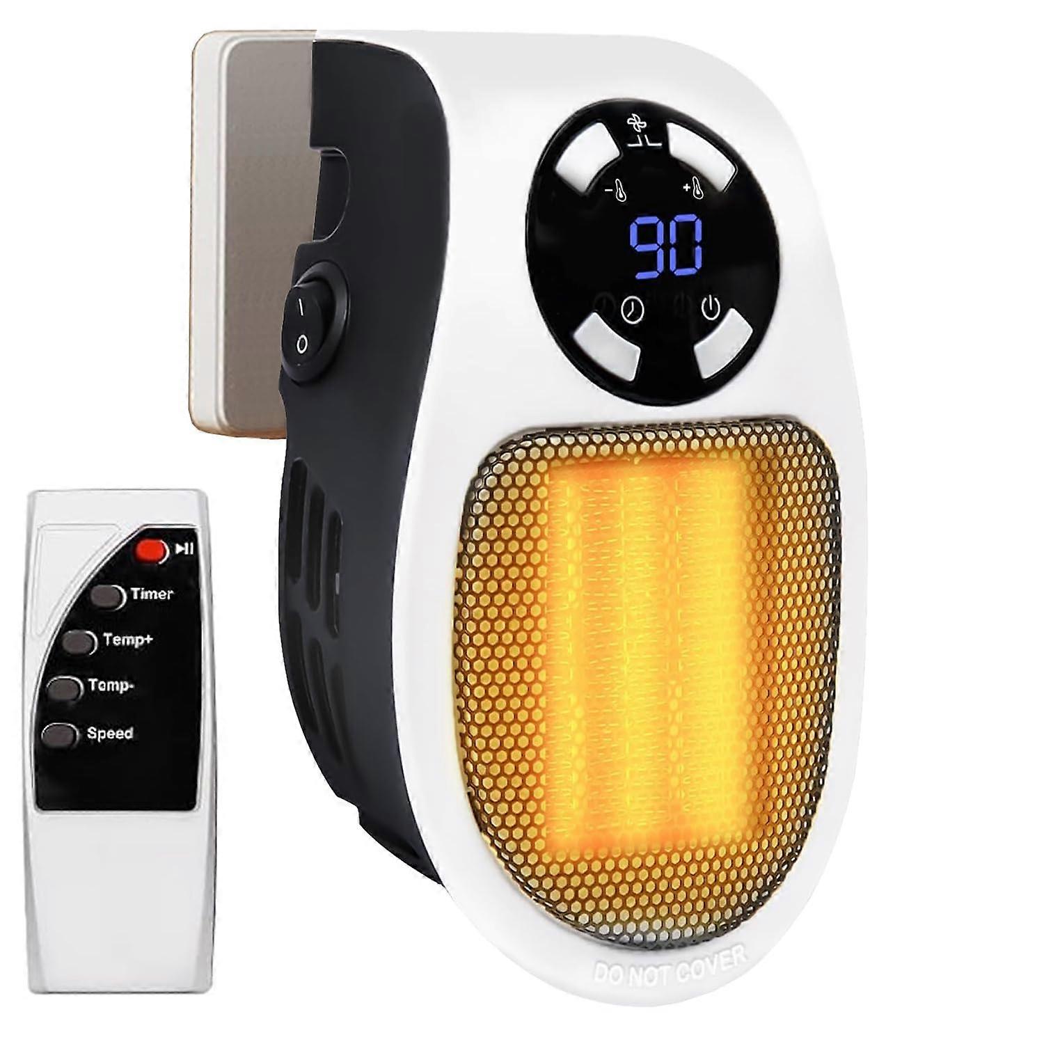 Electric Space Heater Wall Outlet Plugin with Remote, Thermostat and Timer for Small Rooms