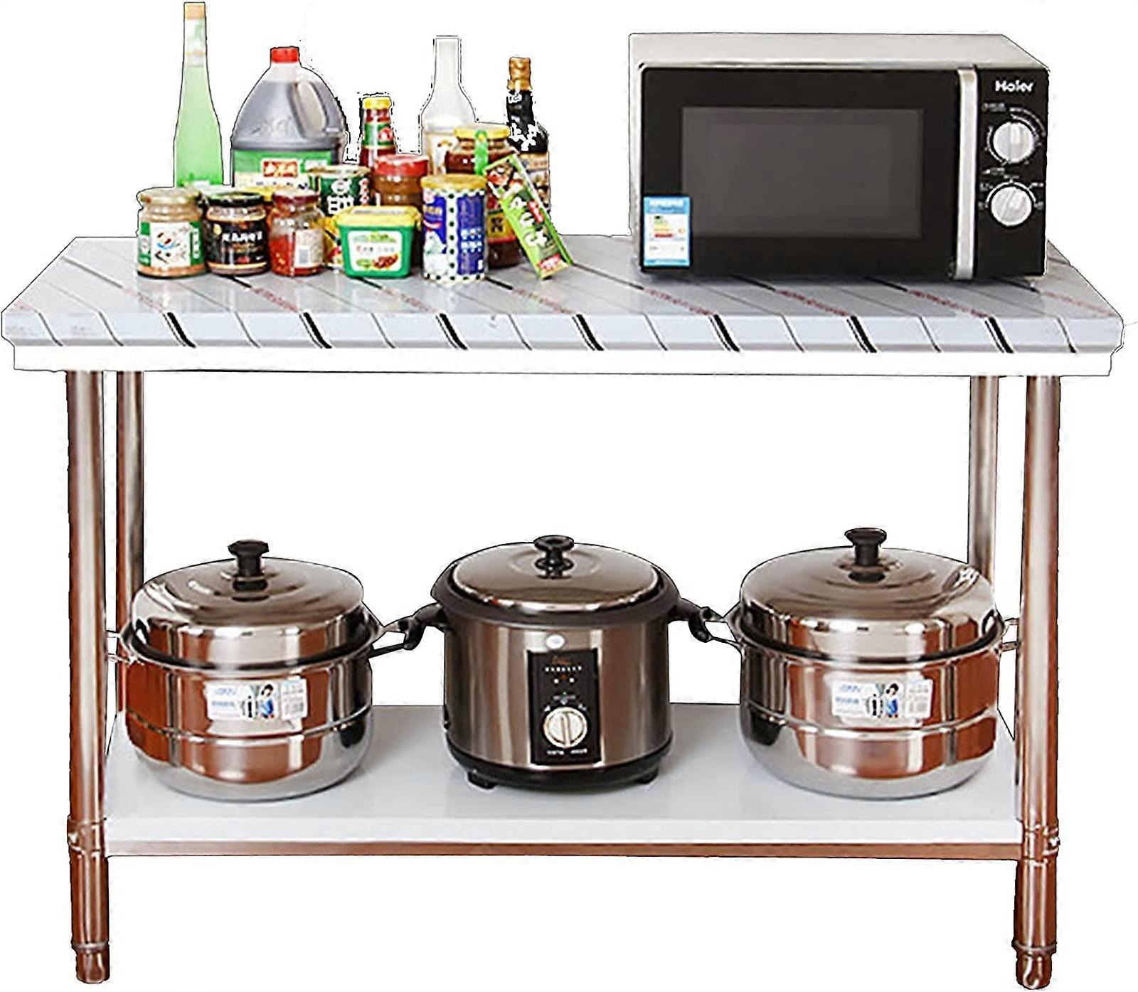 Commercial Stainless Steel Work Table with Undershelf, Adjustable Feet, Heavy Duty for Restaurant