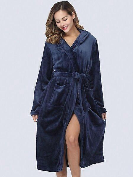 Women's Bathrobe, Machine Washable, Blue, Home Use Bathrobe
