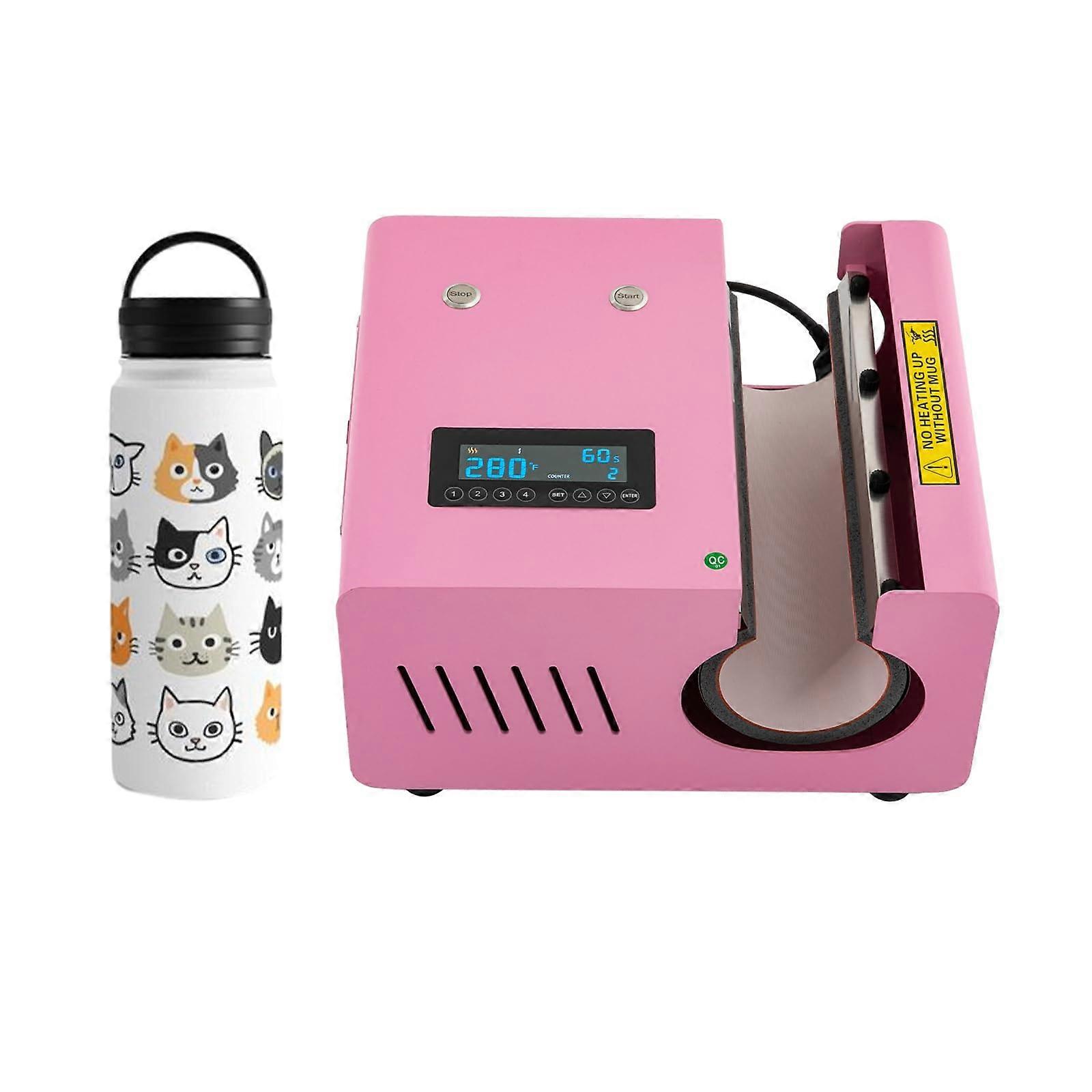 Automatic Tumbler Heat Press for 1130oz Cups with LED Display, Precise Temp Control, Pink