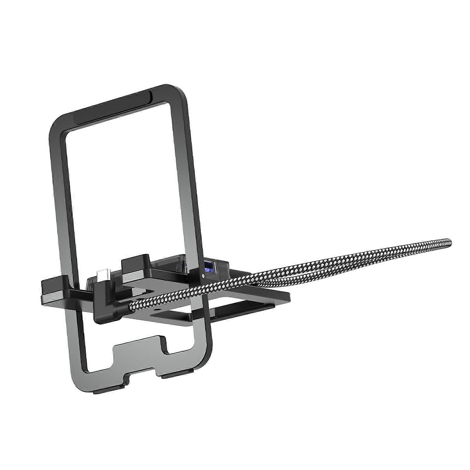 Foldable Gaming Stand Adjustable Angle Docking Station with Multiple Port for Various Handheld Consoles  Gray