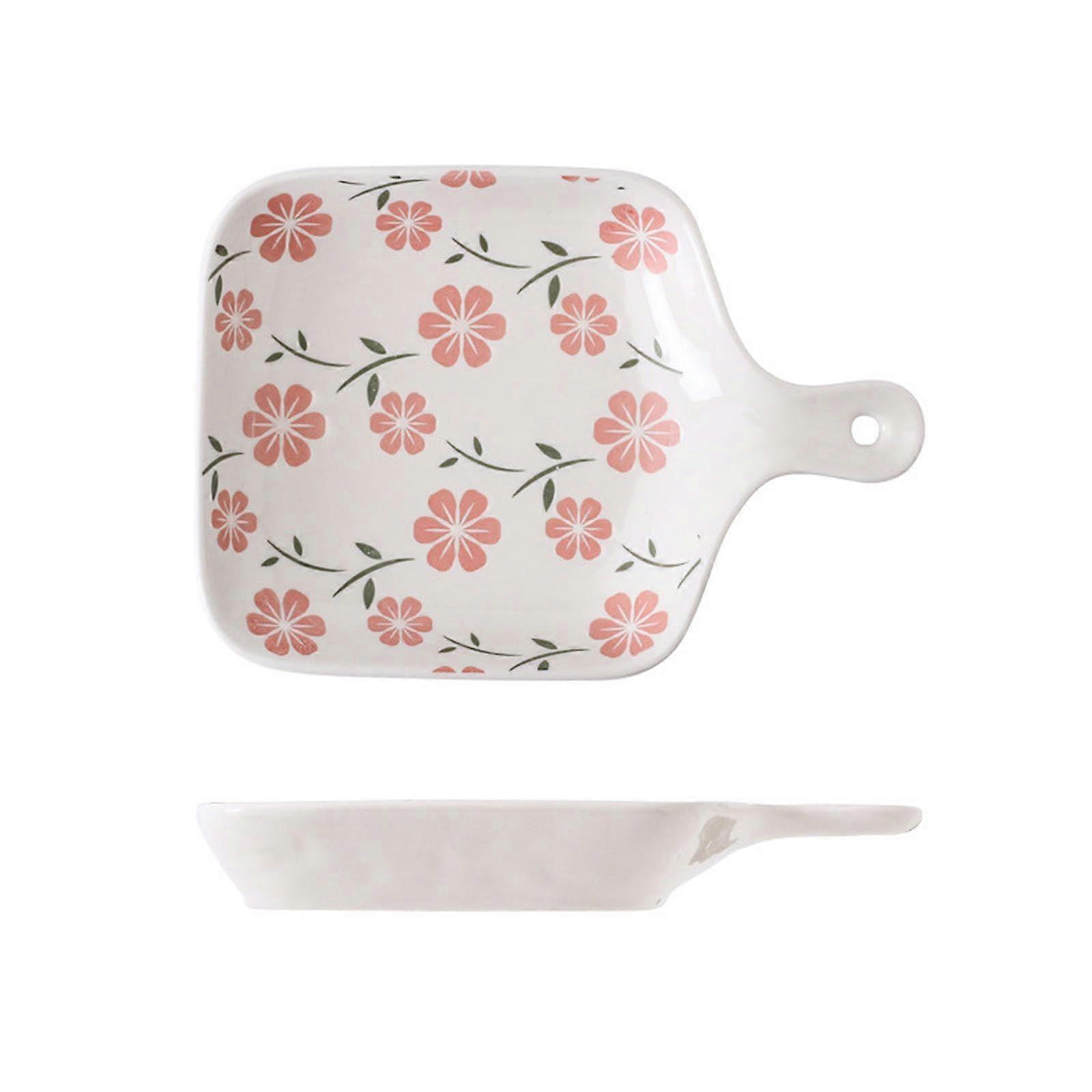 Ceramic Pizza Baking Pan, Japanese HandPainted SingleHandle Dish, Microwave Dishwasher Safe