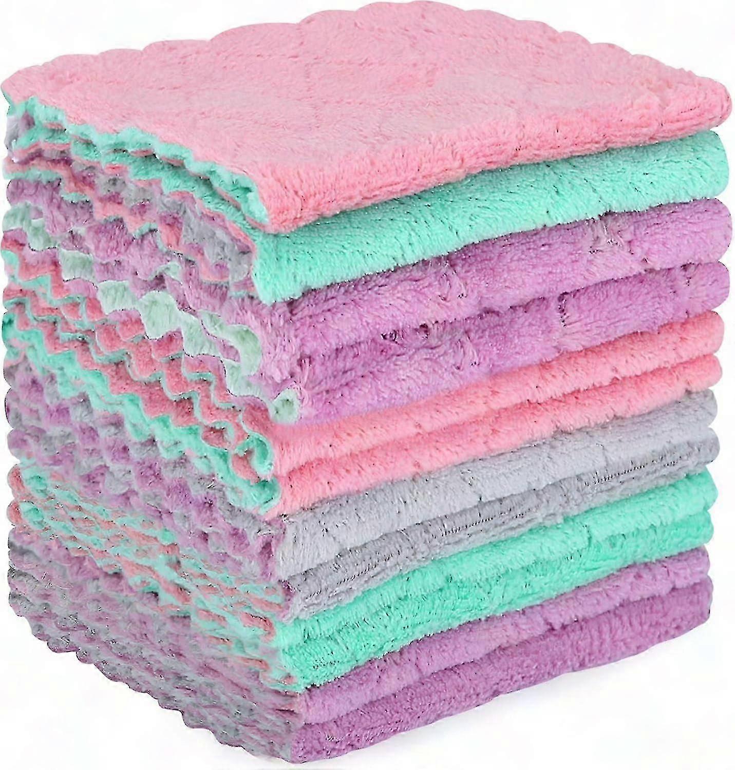 Double-Sided Absorbent Cloths, Microfiber Cleaning Towels for Kitchen Use