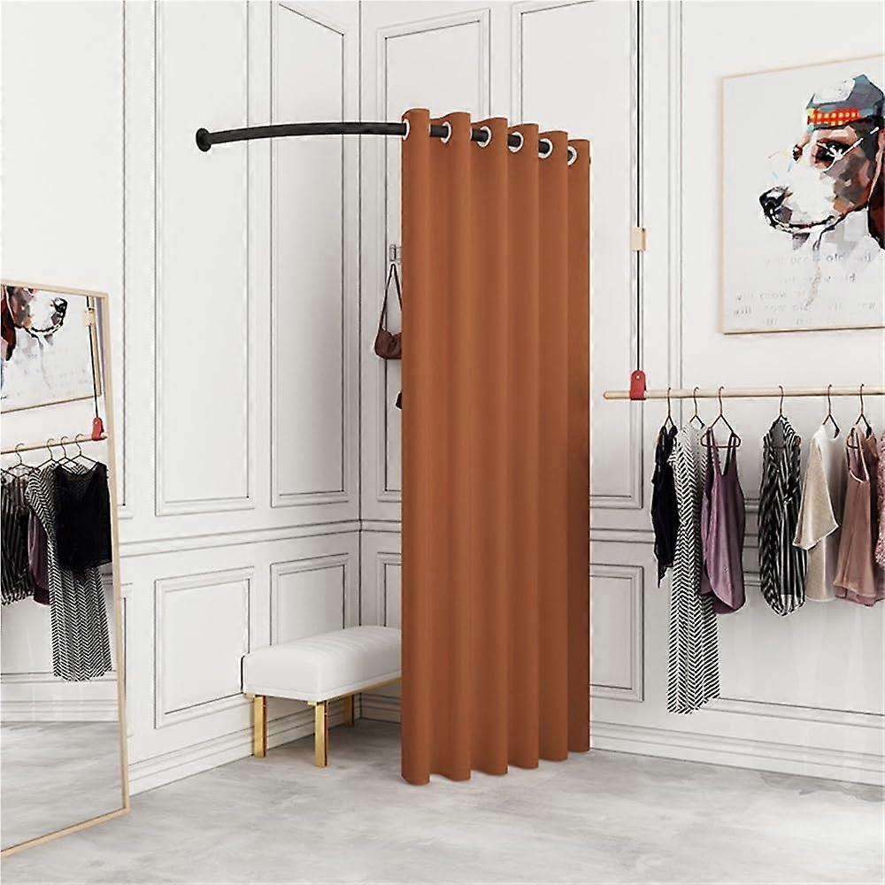 Corner Dressing Room with Full Privacy Brown Blackout Curtain, SpaceSaving Wall Mounted 80cm