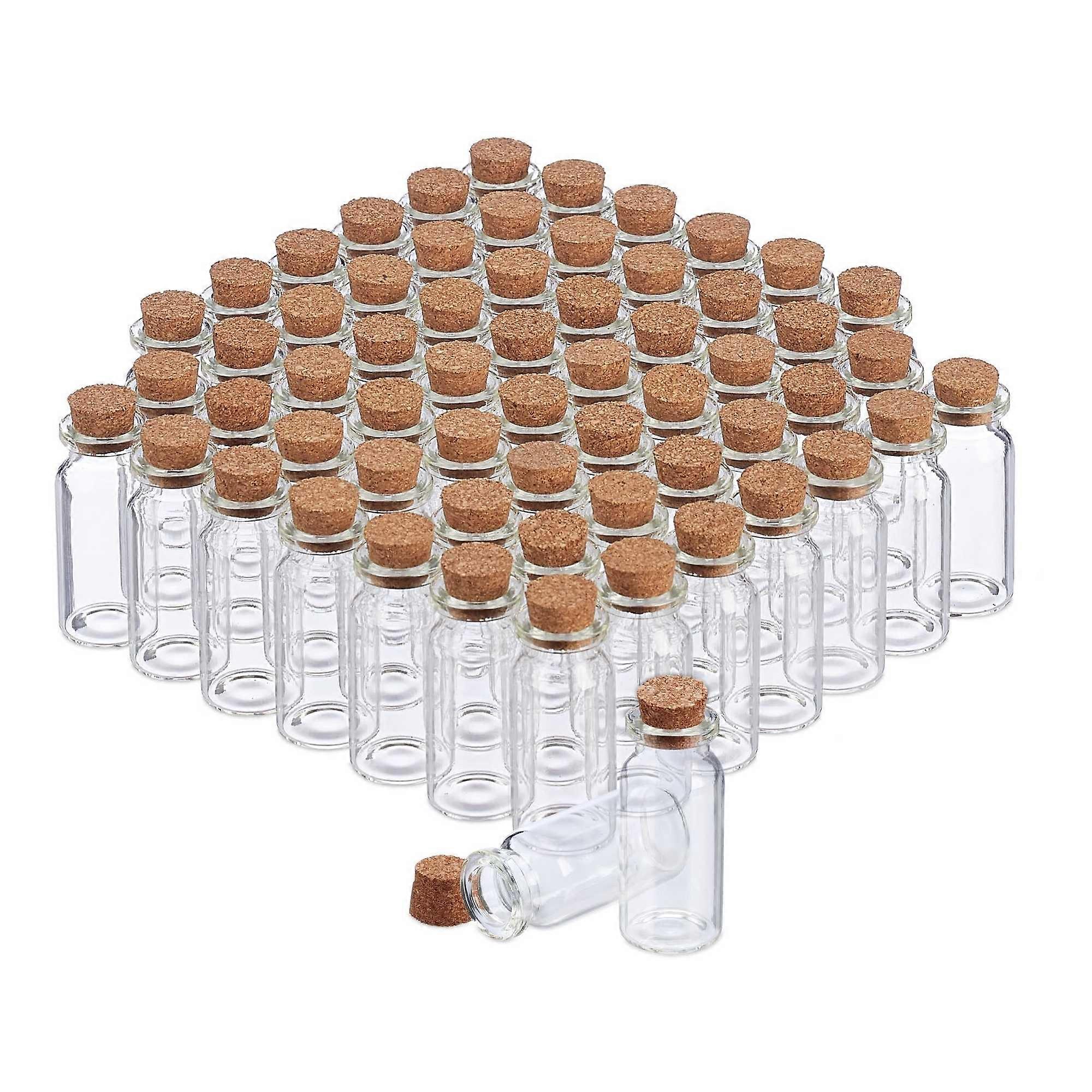 Miniglasflaskor, korkpropp 60p set
