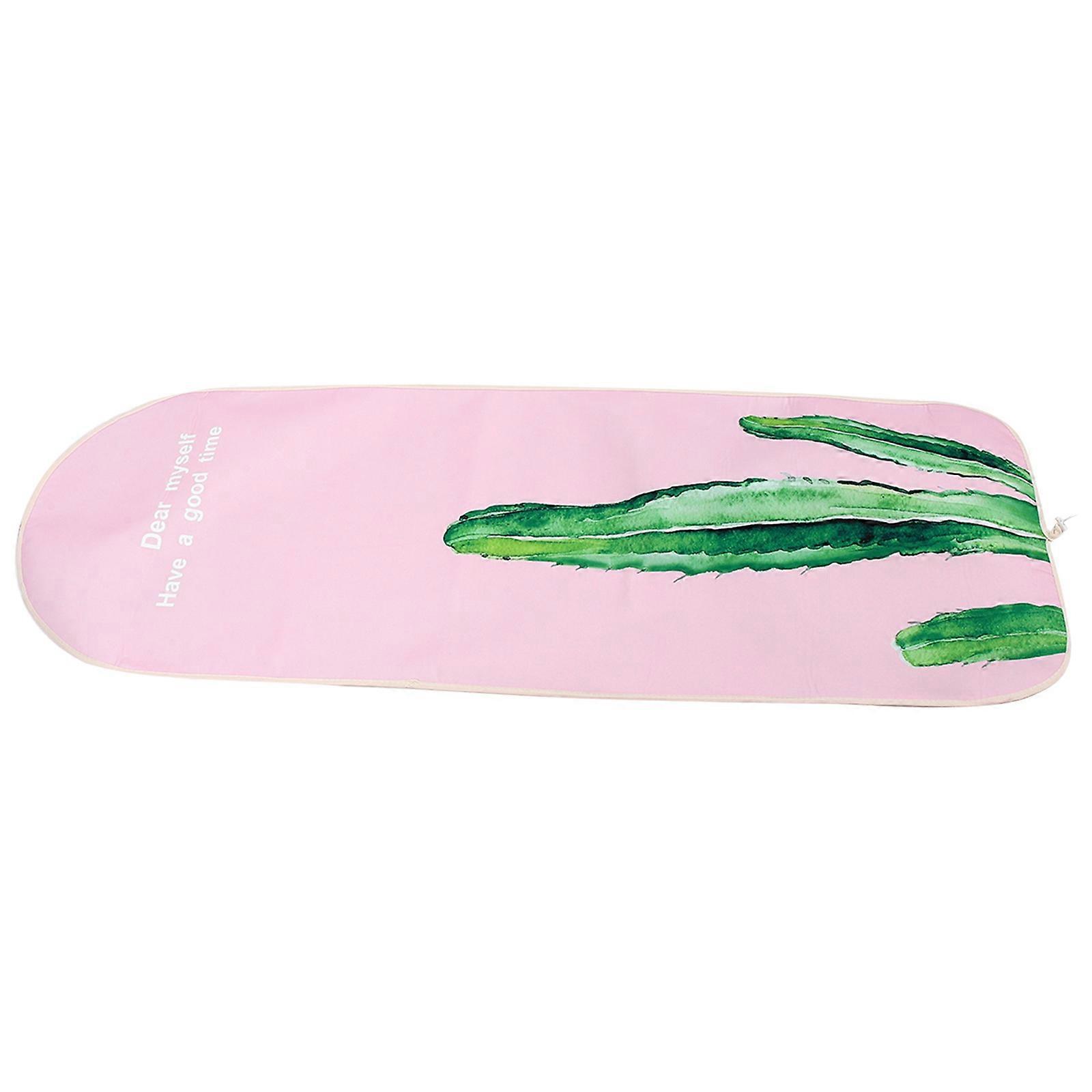 Pink Ironing Board Cover for Protecting Heat Resistant Cactus Pattern 2Pcs Set