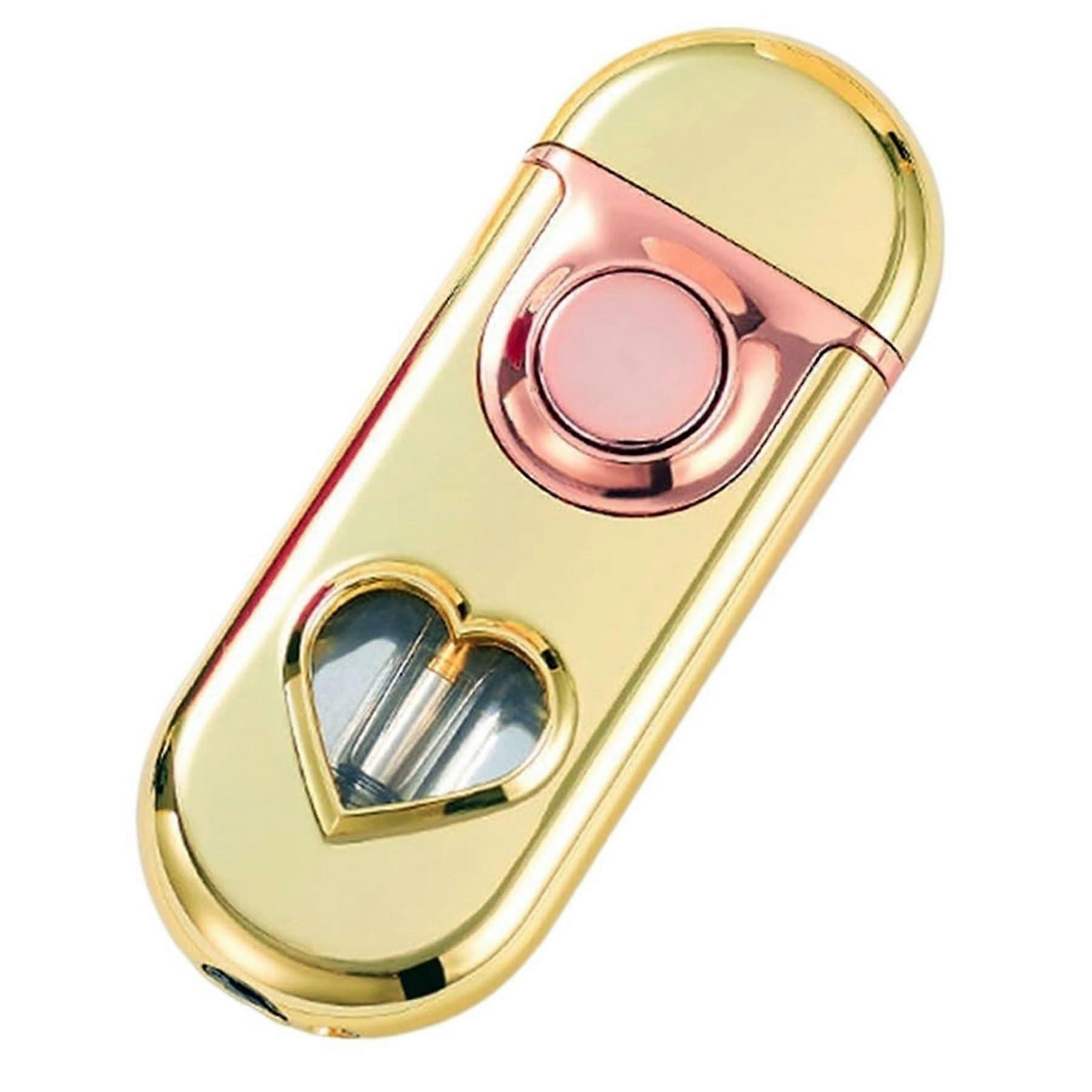 Butane Torch Lighter with Dual Flame, Adjustable Control, Fuel Window, Windproof Gold Refillable