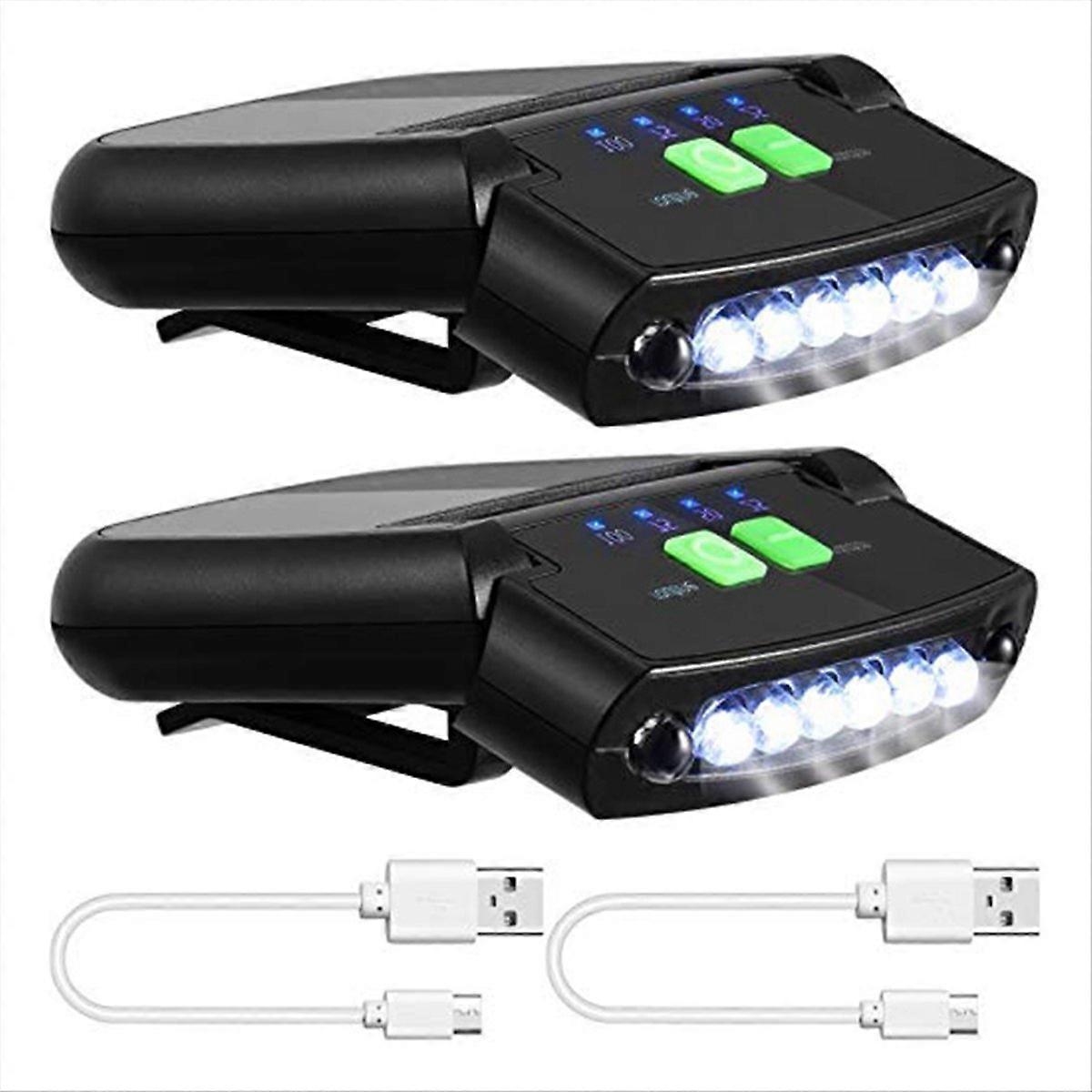 LED Hat Light Clip USB Rechargeable Hat Flashlight Clip 2PCS