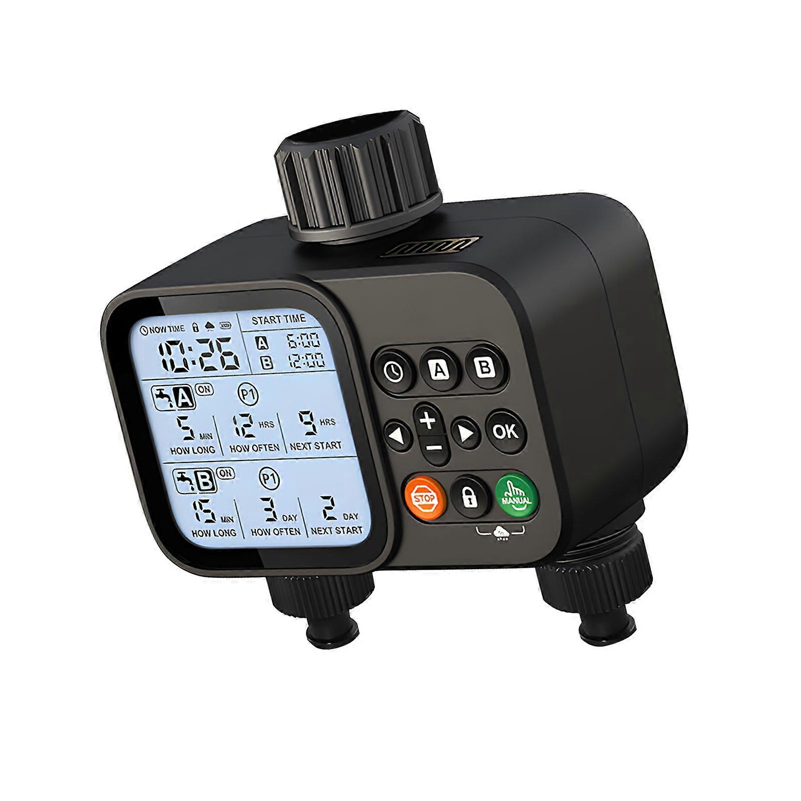 Double Area Automatic Watering Device For Garden Lawn Featuring LCD Display And Programmable Features Multicolor